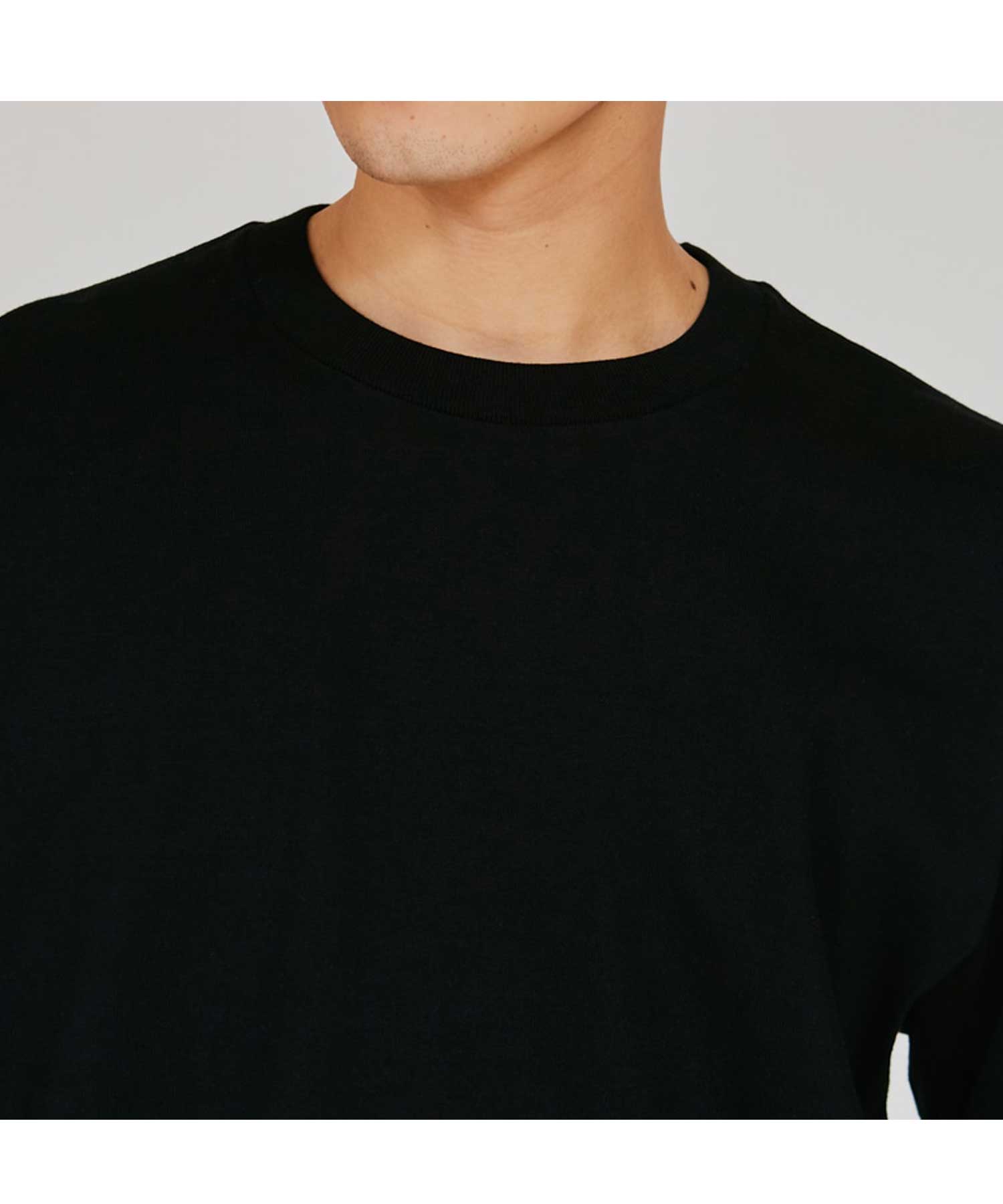 ヘインズ Hanes KURO クルーネックロングスリーブTシャツ (ブラック) ブラック