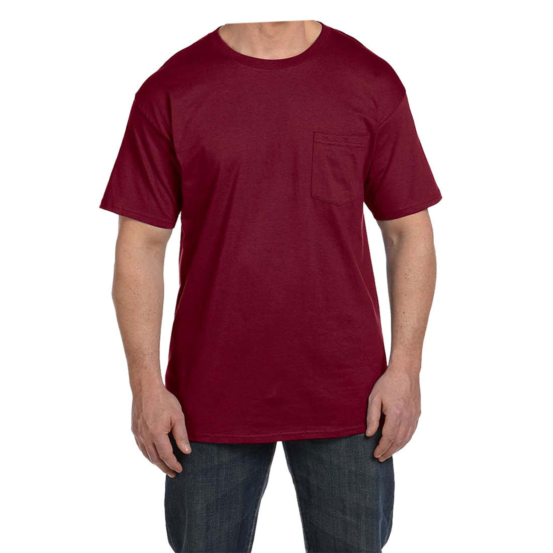 ヘインズ Hanes ビーフィー半袖Tシャツポケット付 6.1オンス タグ有,カーディナル