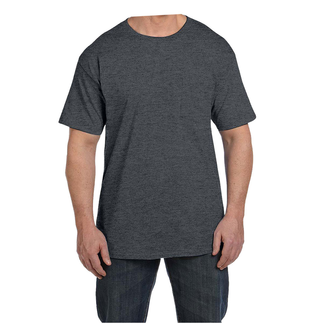 ヘインズ Hanes ビーフィー半袖Tシャツポケット付 6.1オンス タグ有,チャコールヘザー