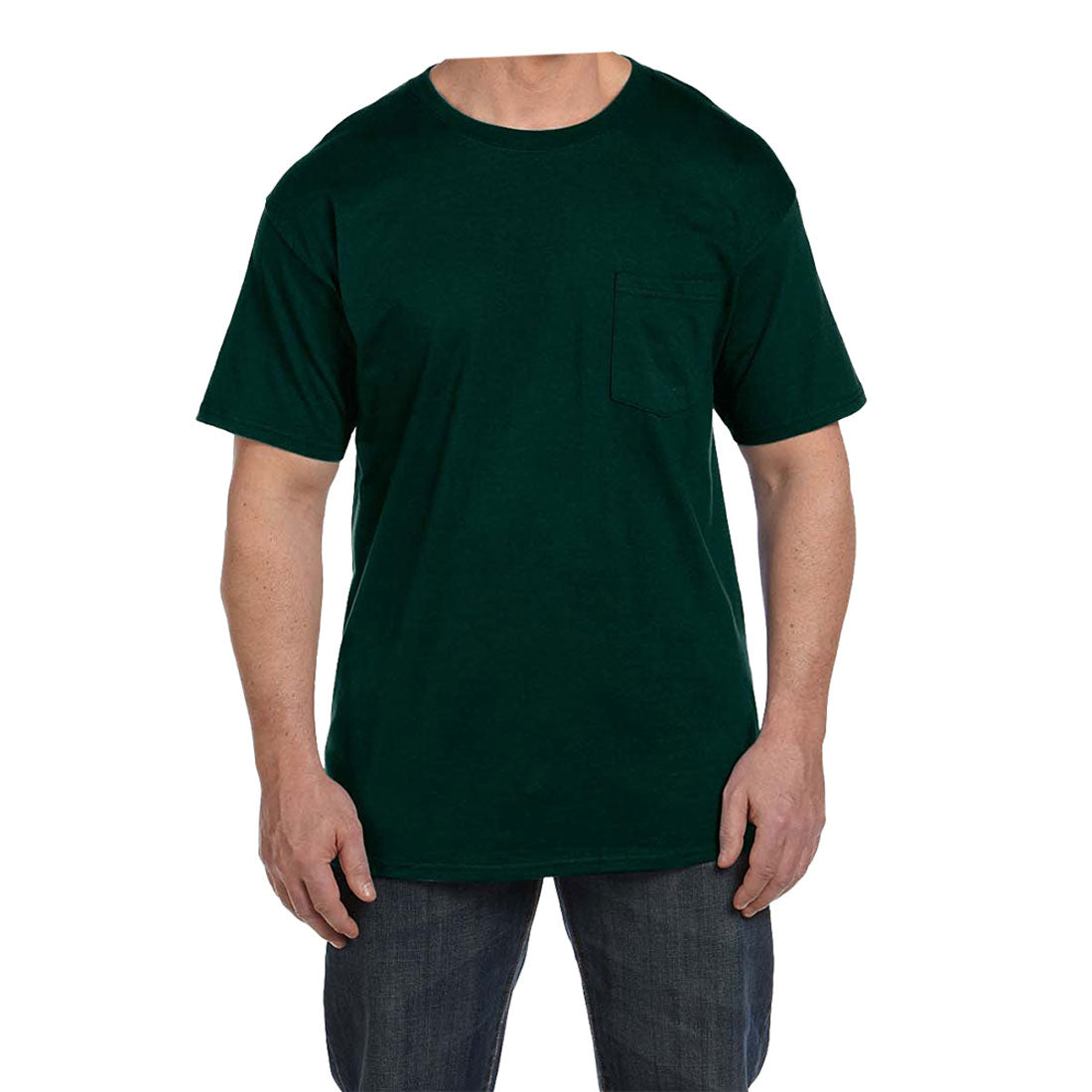 ヘインズ Hanes ビーフィー半袖Tシャツポケット付 6.1オンス タグ有,ディープフォレスト