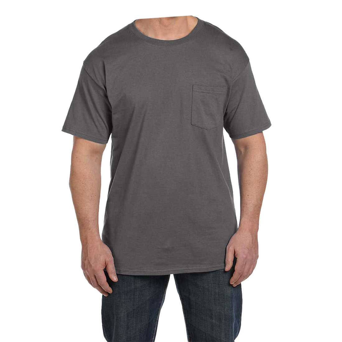 ヘインズ Hanes ビーフィー半袖Tシャツポケット付 6.1オンス タグ有,スモークグレー