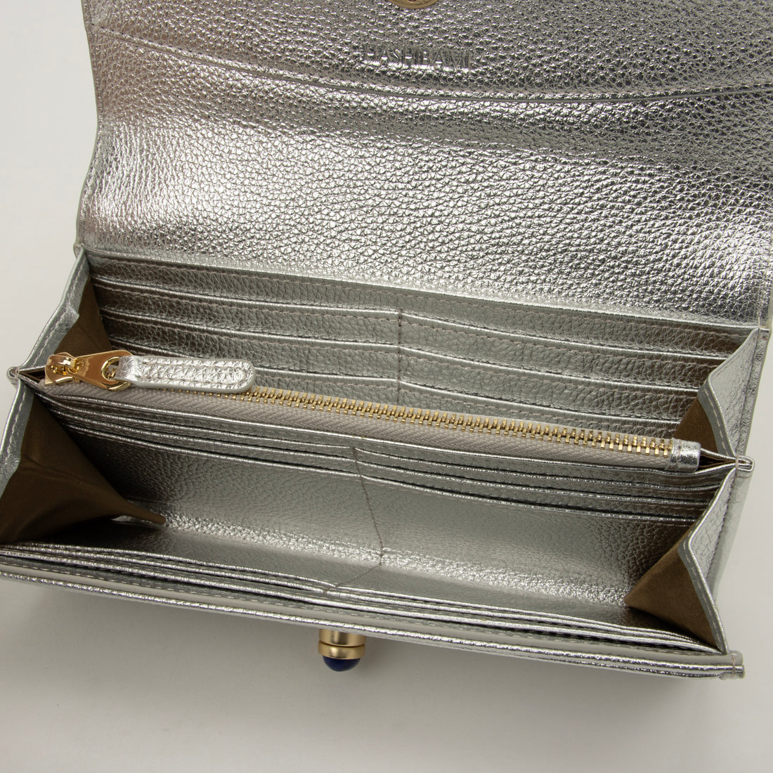 ハシバミ HASHIBAMI 天然石ロングウォレット (シルバー) シルバー