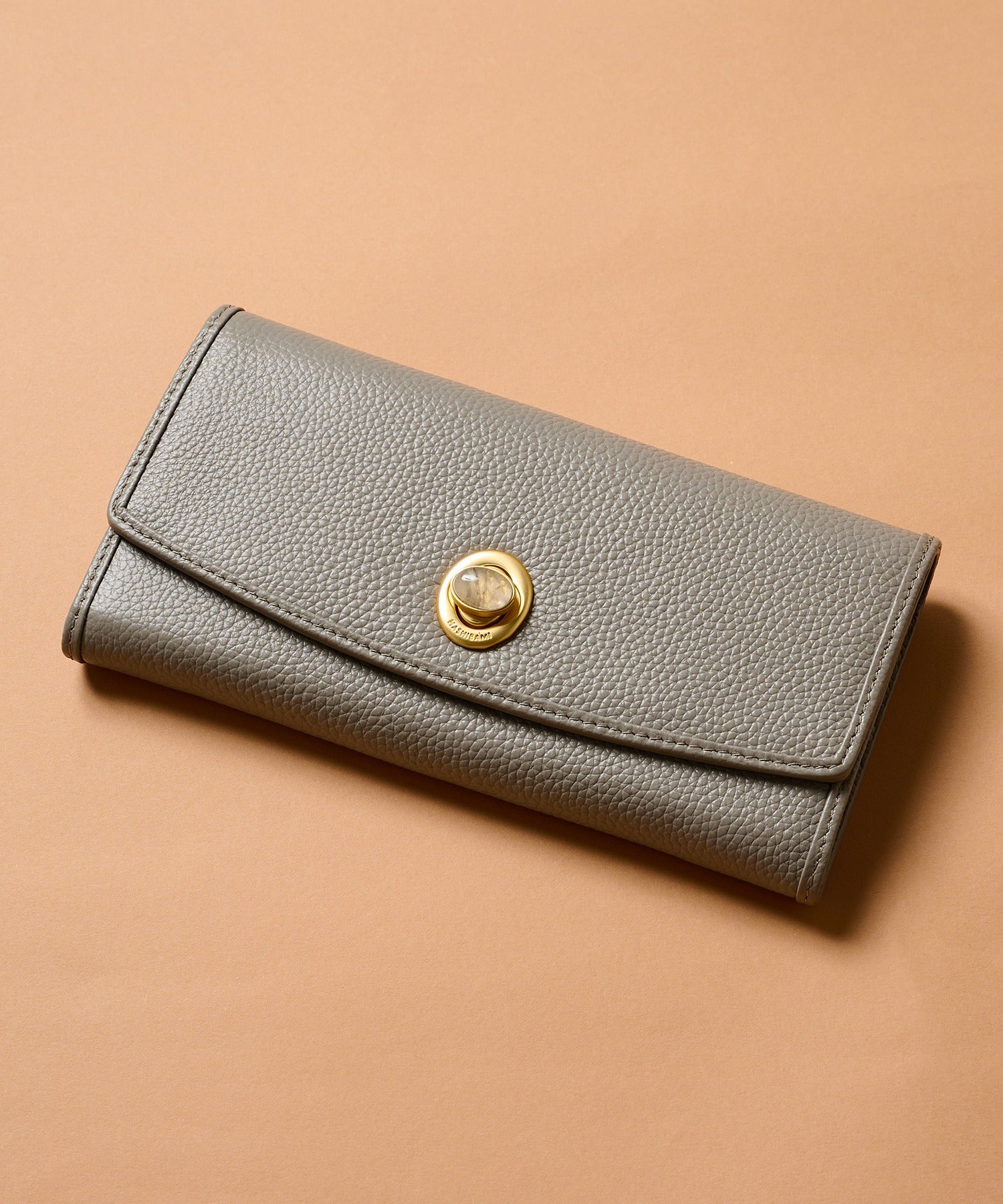 ハシバミ HASHIBAMI 天然石ロングウォレット (グレー) グレー