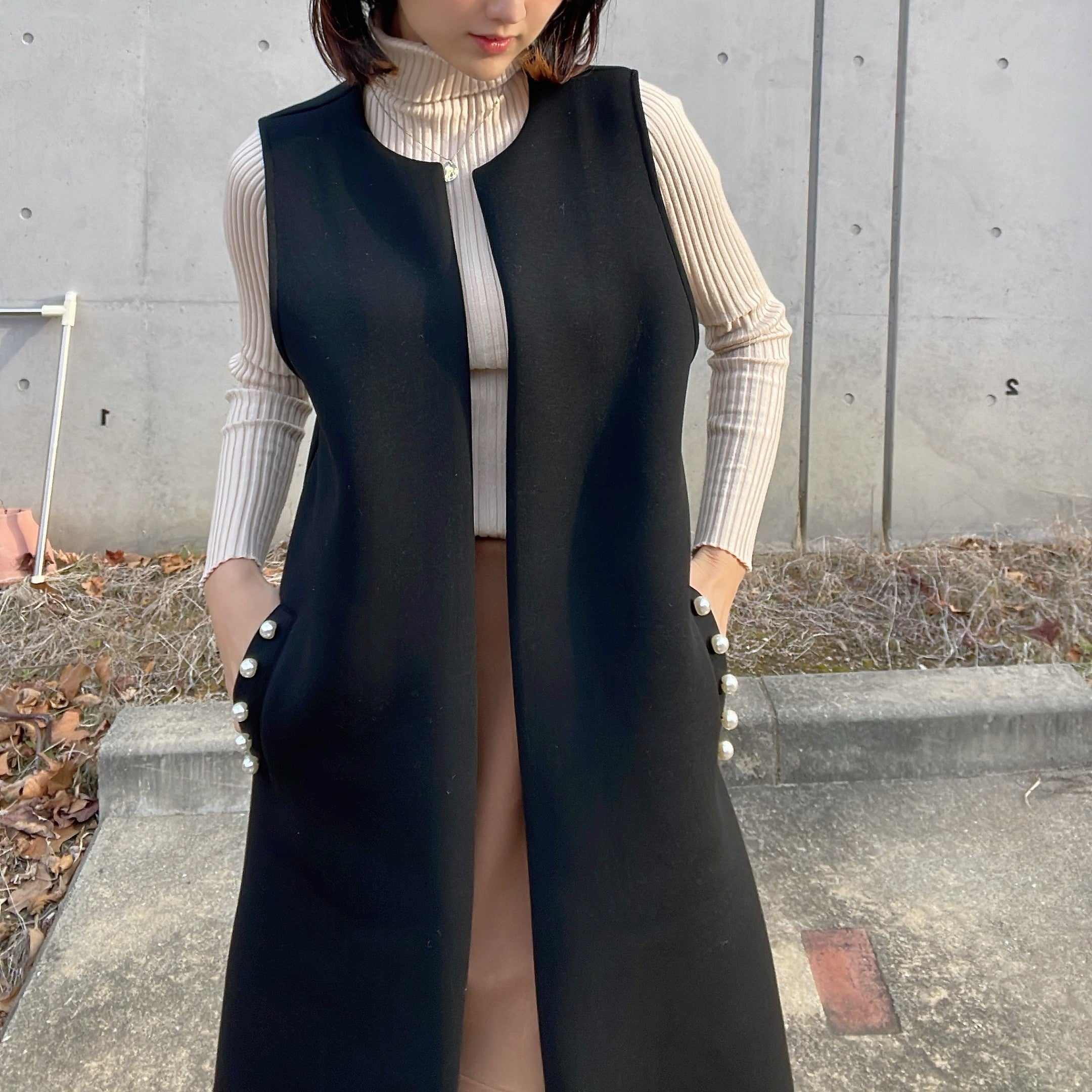 ヒューマンセカンドオケージョン Human 2nd Occasion スポリバパール付きロングジ (ブラック) ブラック