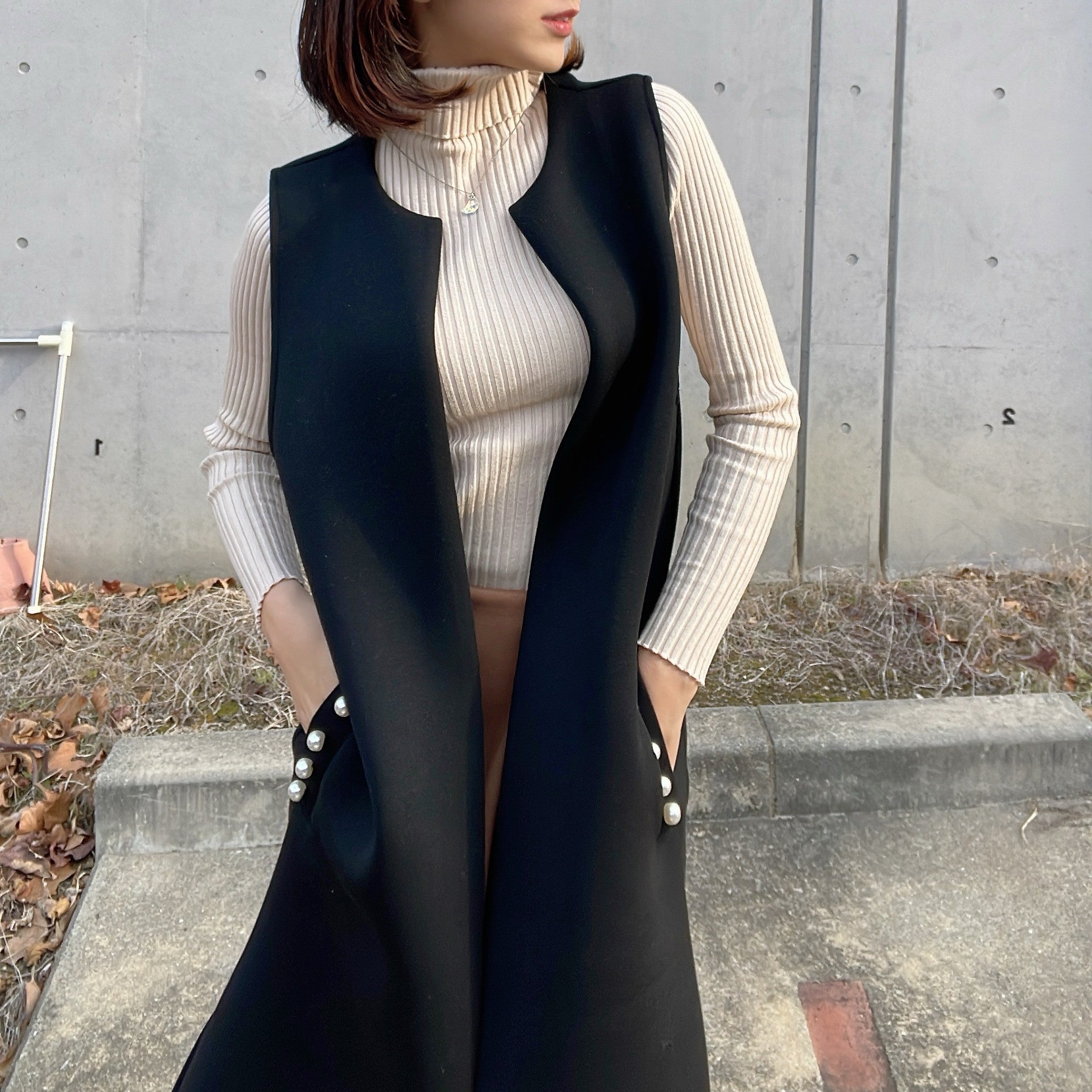 ヒューマンセカンドオケージョン Human 2nd Occasion スポリバパール付きロングジ (ブラック) ブラック