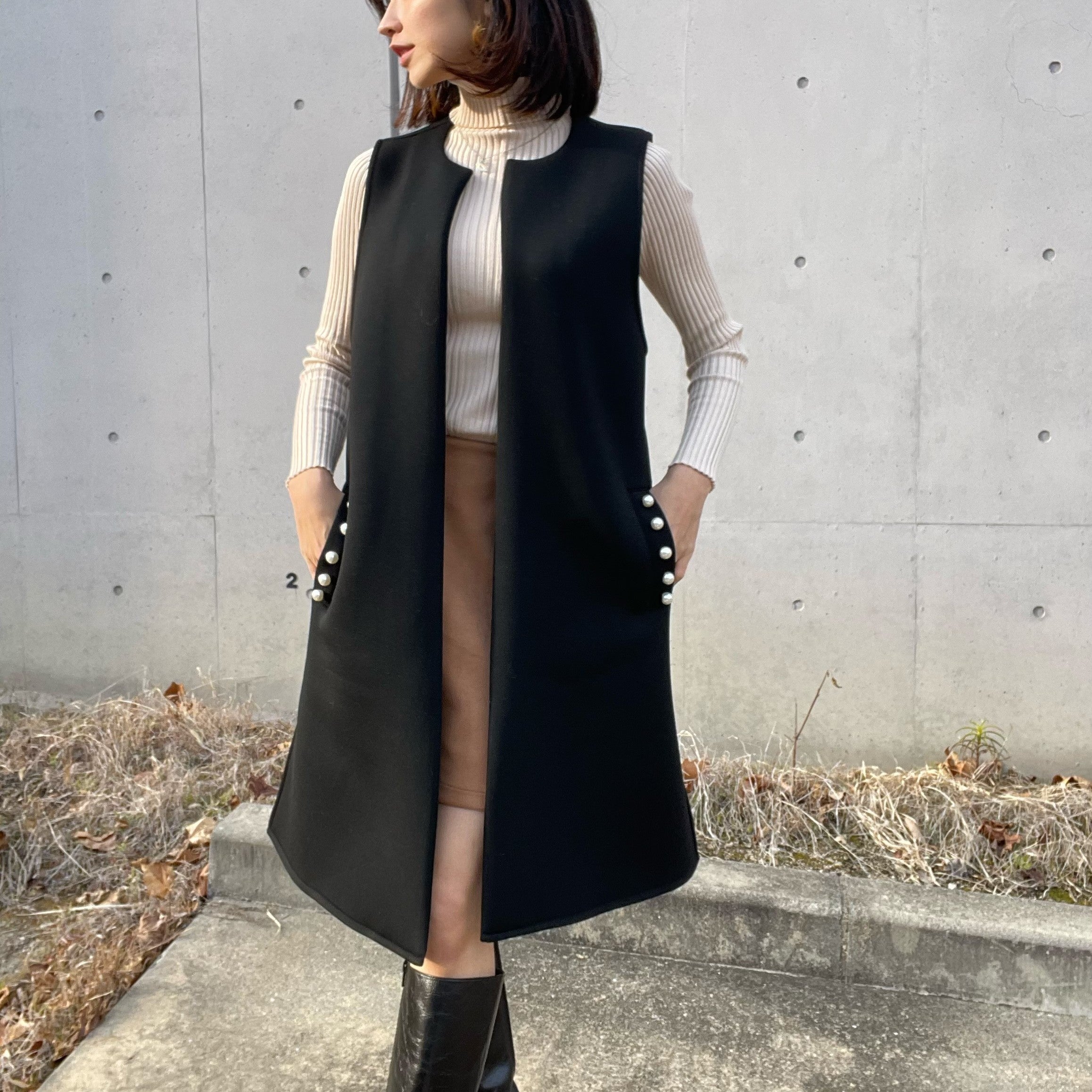 ヒューマンセカンドオケージョン Human 2nd Occasion スポリバパール付きロングジ (ブラック) ブラック