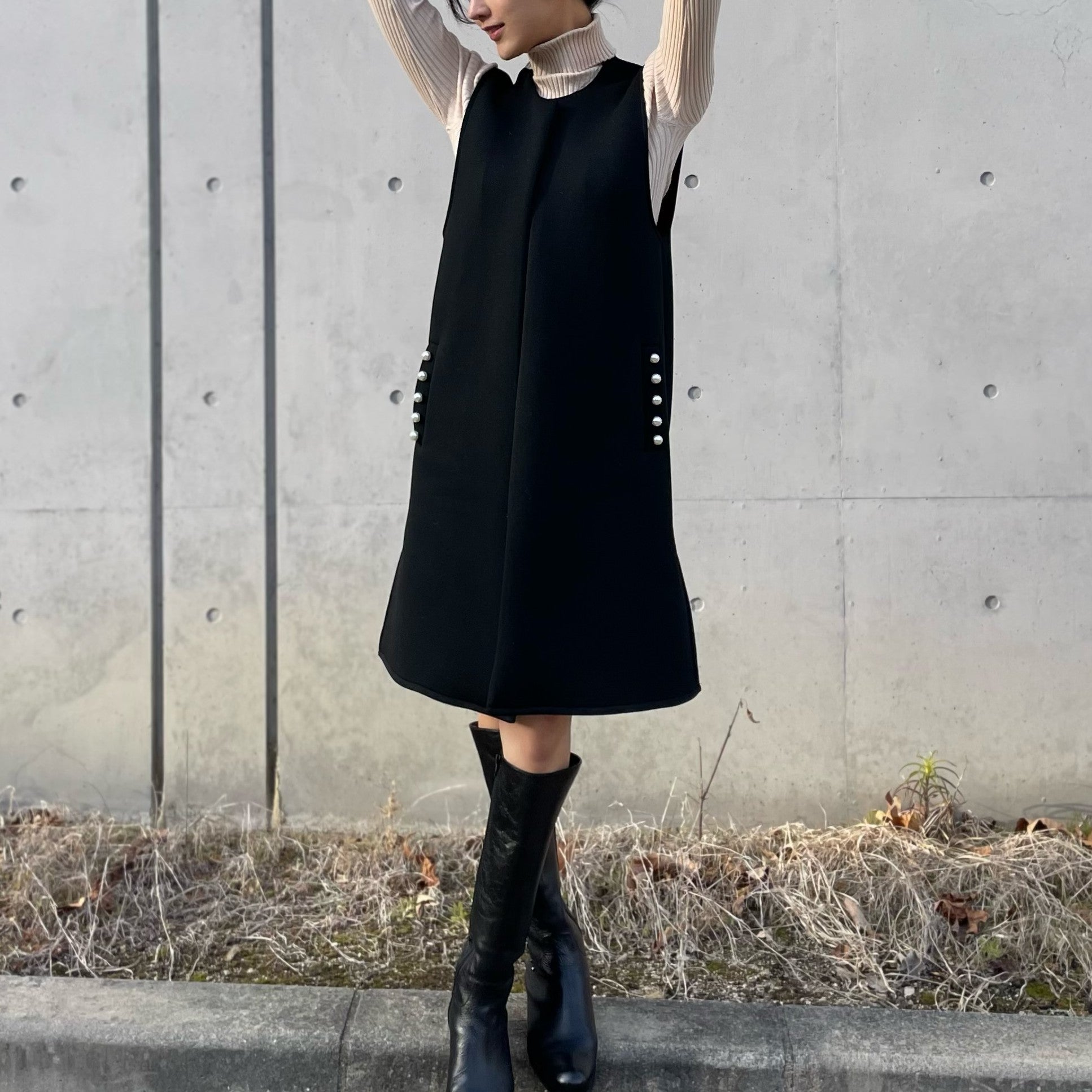 ヒューマンセカンドオケージョン Human 2nd Occasion スポリバパール付きロングジ (ブラック) ブラック