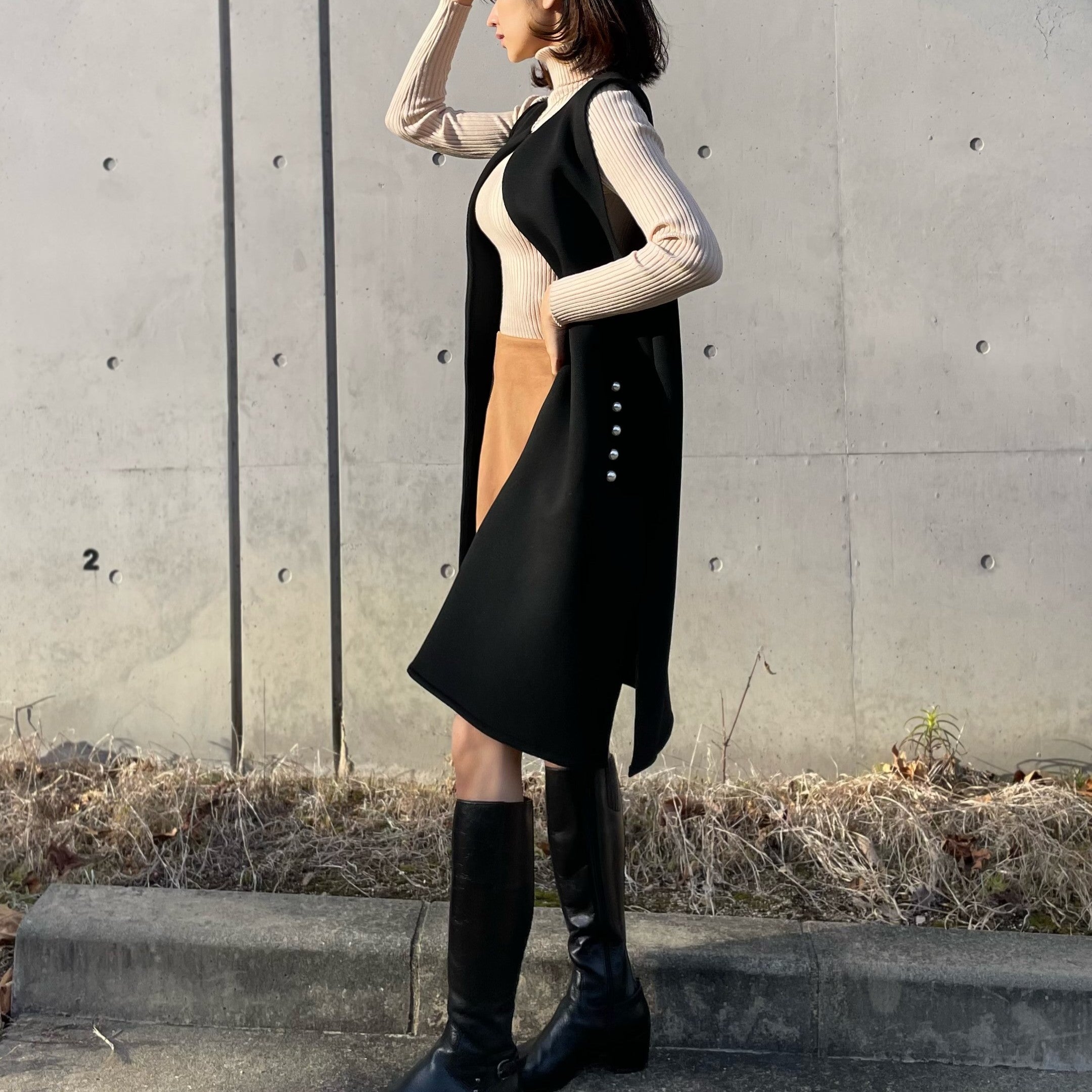 ヒューマンセカンドオケージョン Human 2nd Occasion スポリバパール付きロングジ (ブラック) ブラック