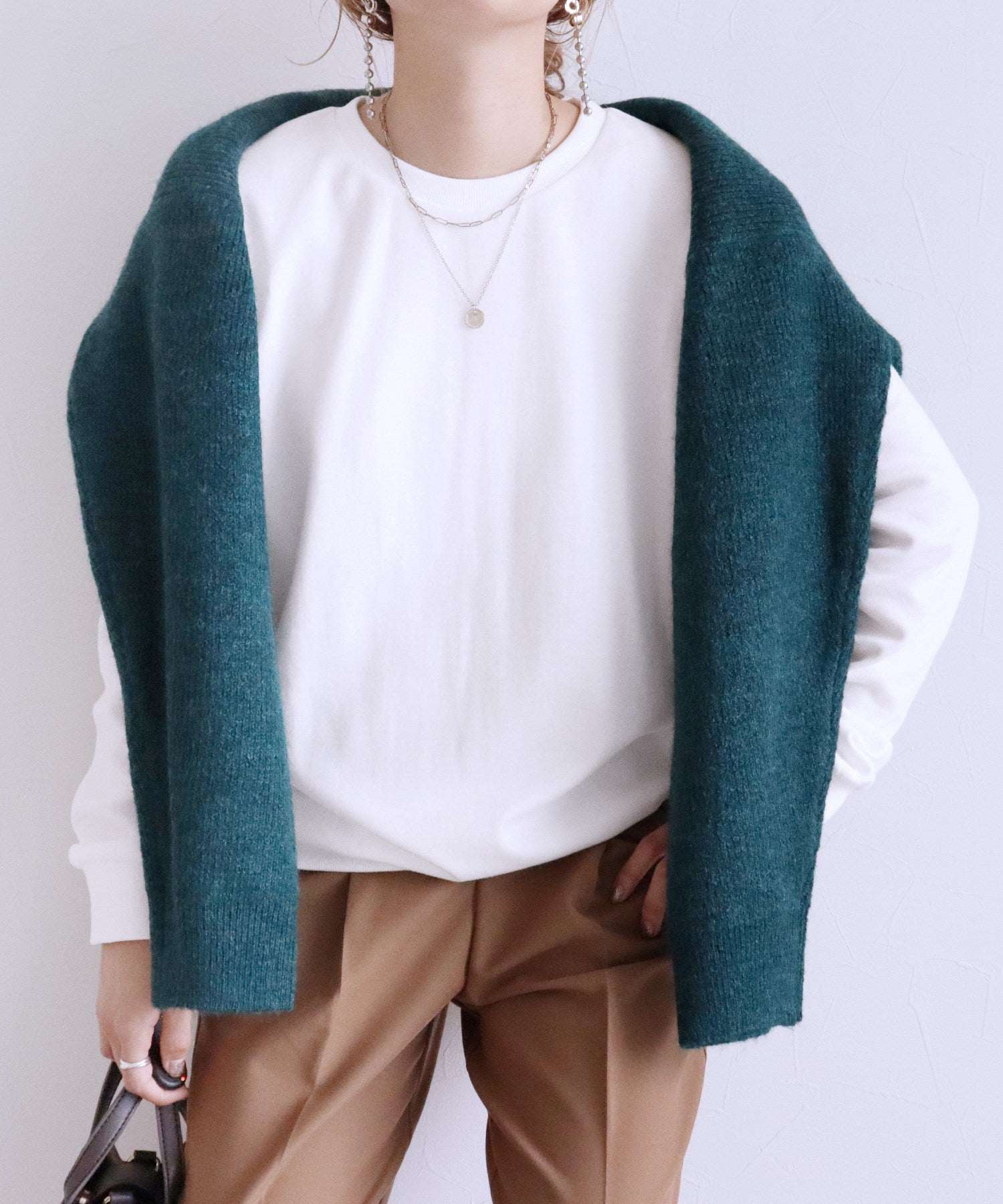 レカ reca U・V選べる2タイプ無地スウェット,Uネック/ホワイト