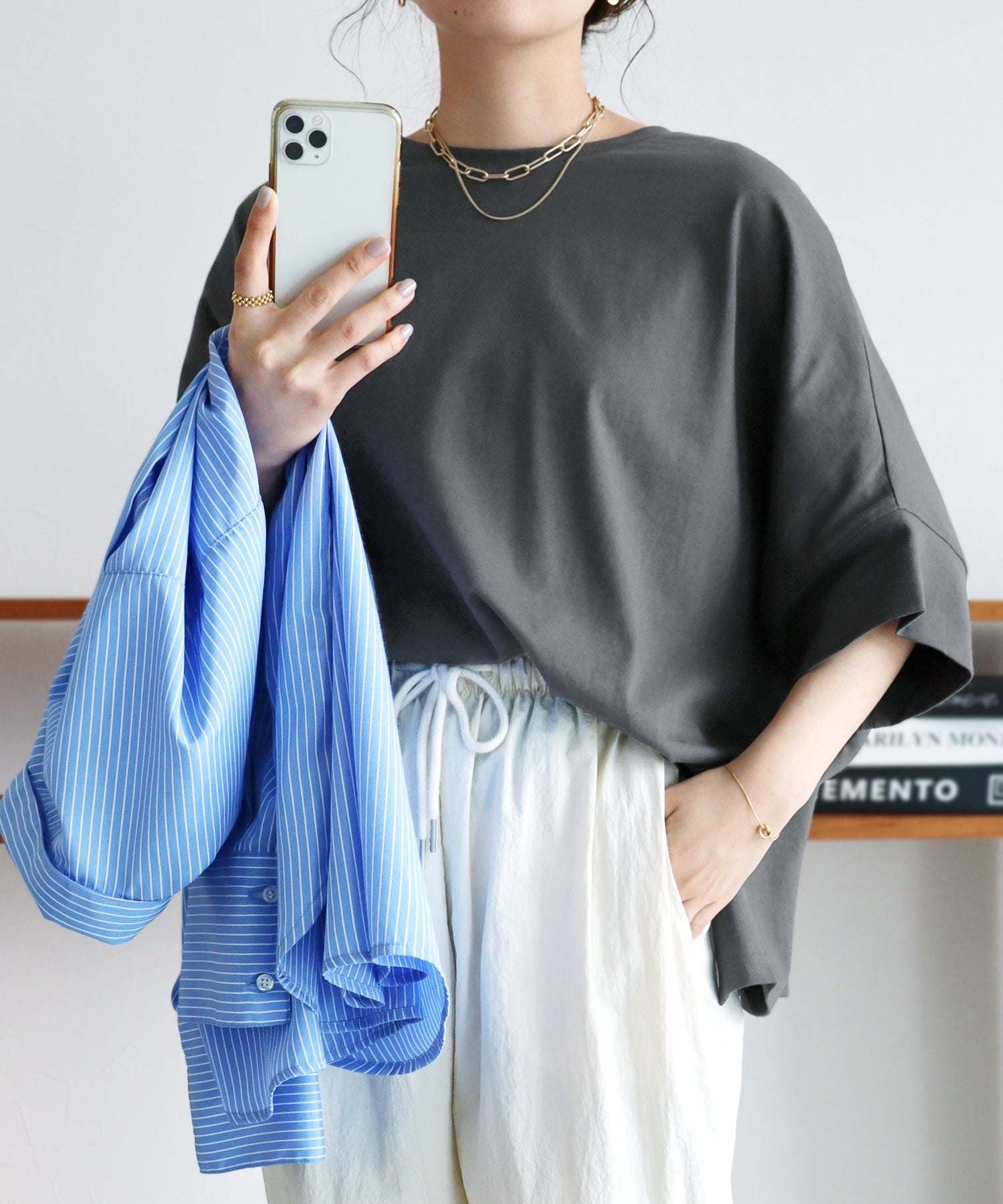 レカ reca ドルマンワイドカットソー(bel-bs-525 / bel-blc-4902)(チャコール) チャコール