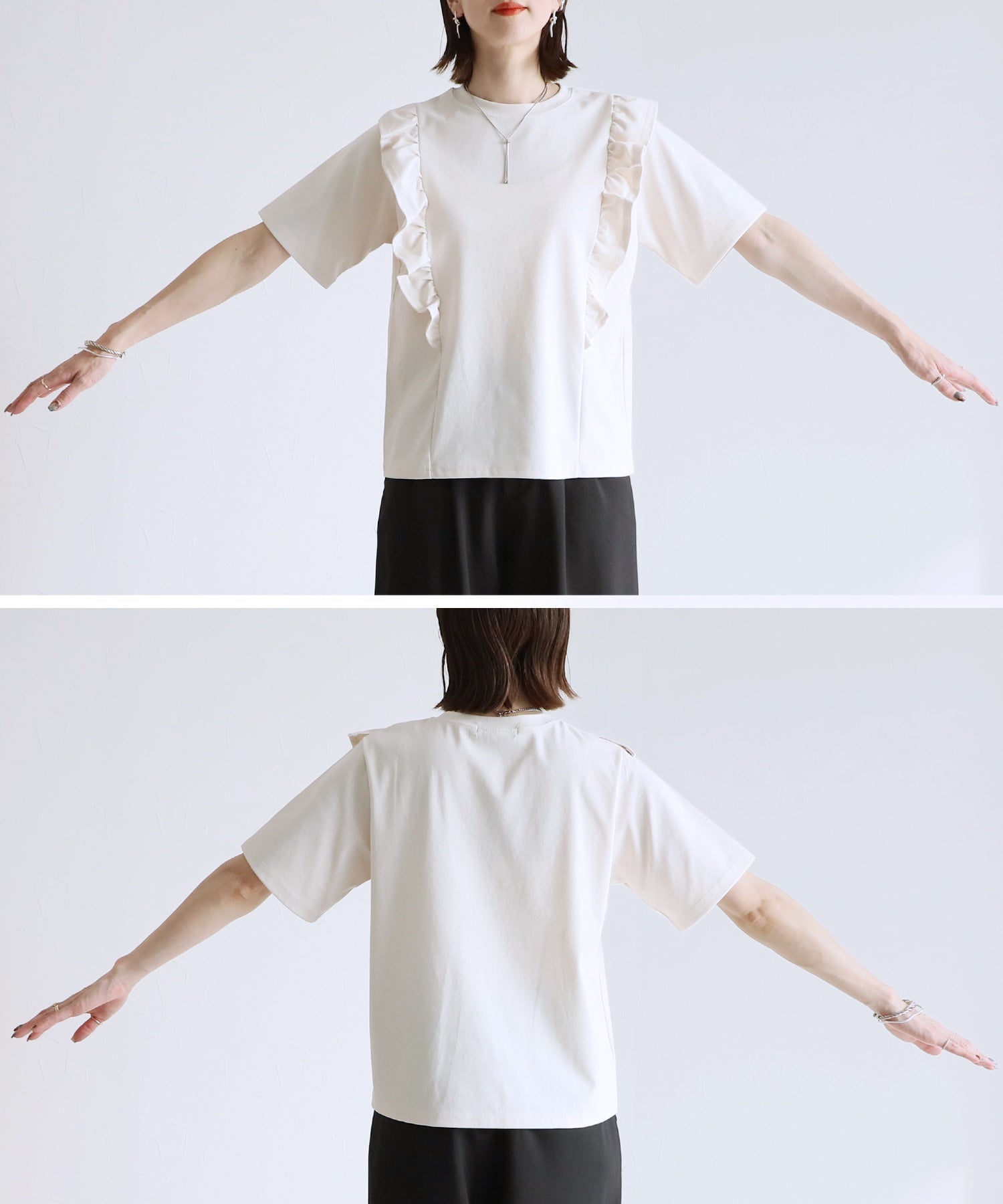 レカ reca ハニカムフリルTシャツ