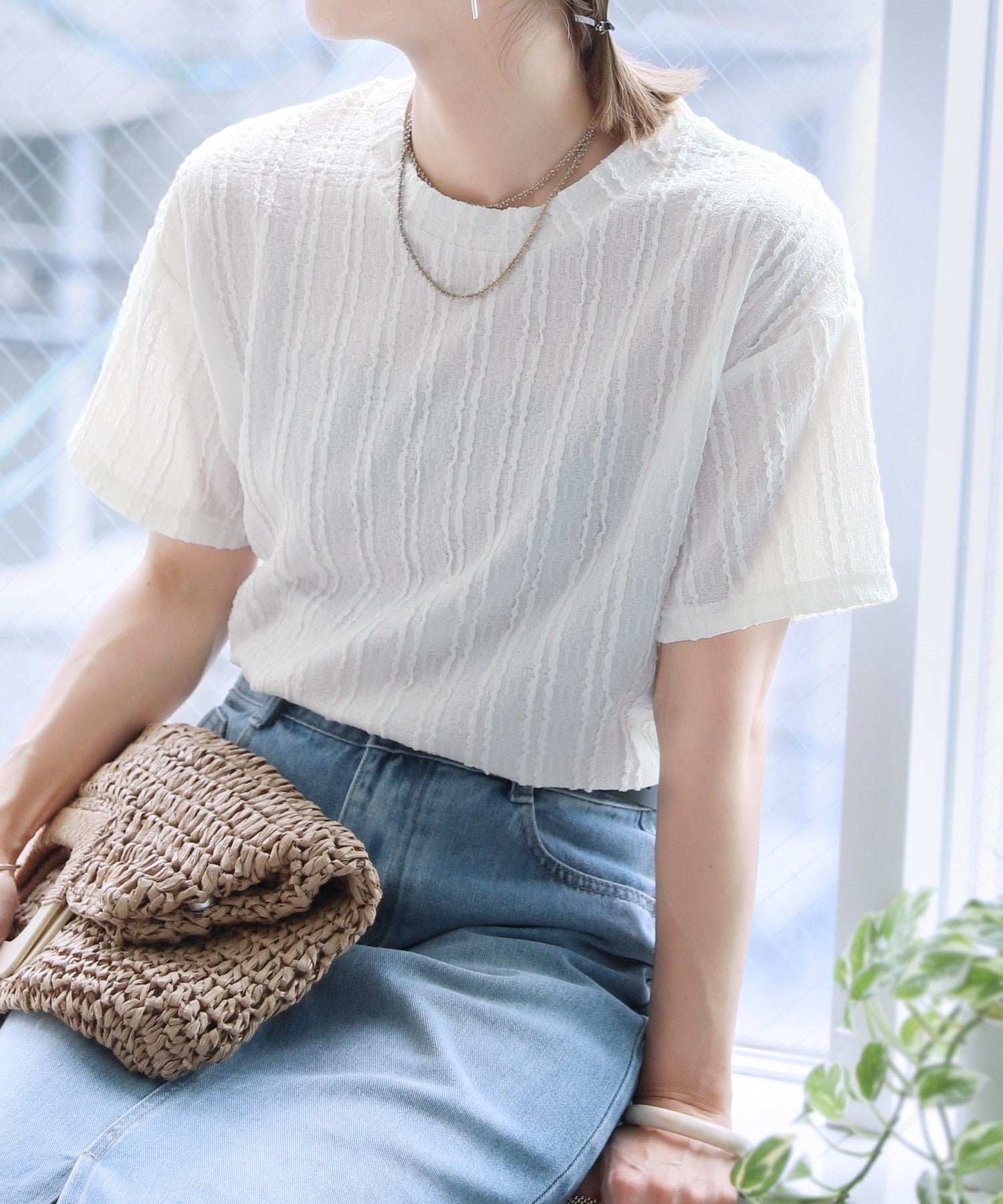 レカ reca ストライプジャガードTシャツ