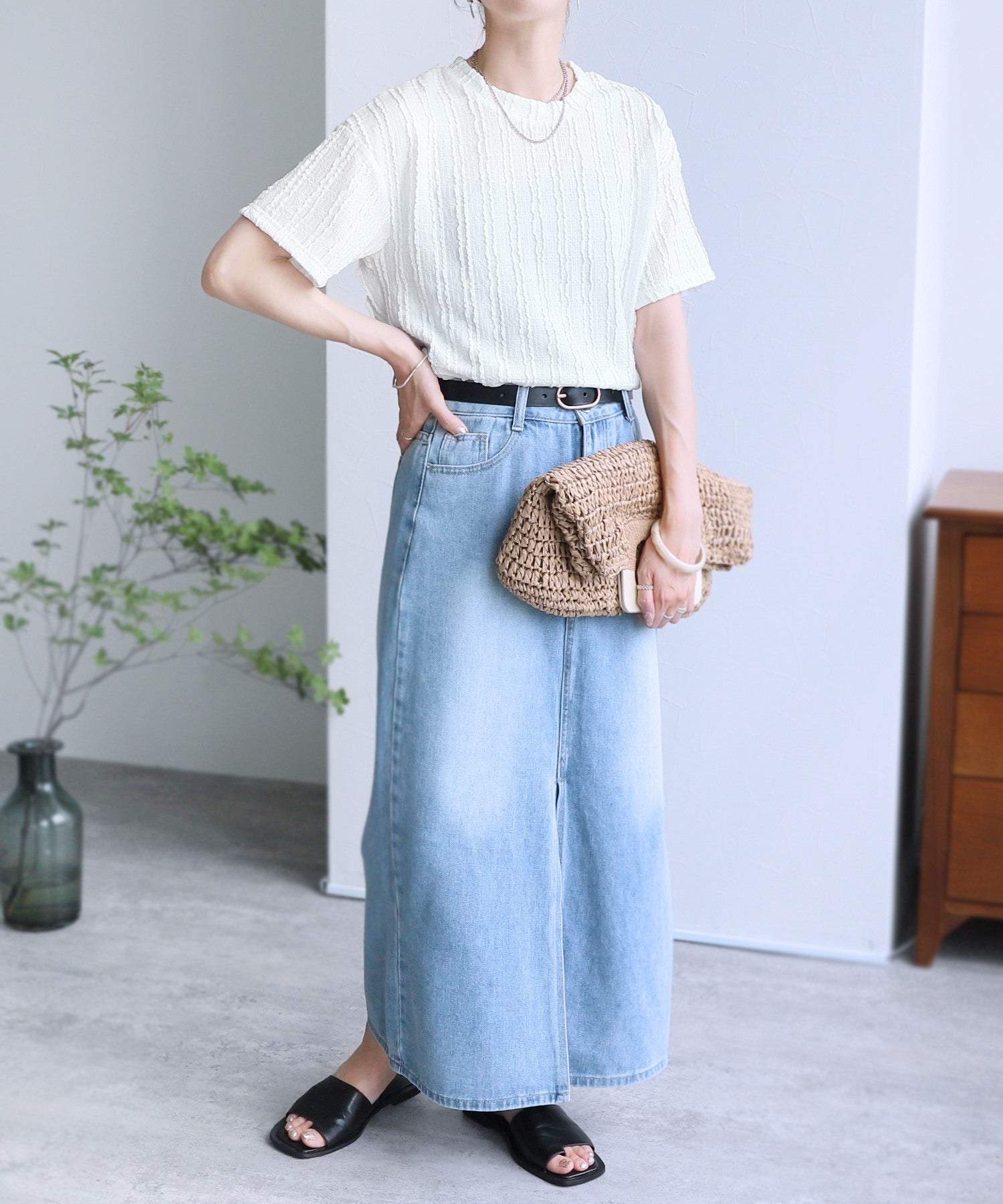 レカ reca ストライプジャガードTシャツ