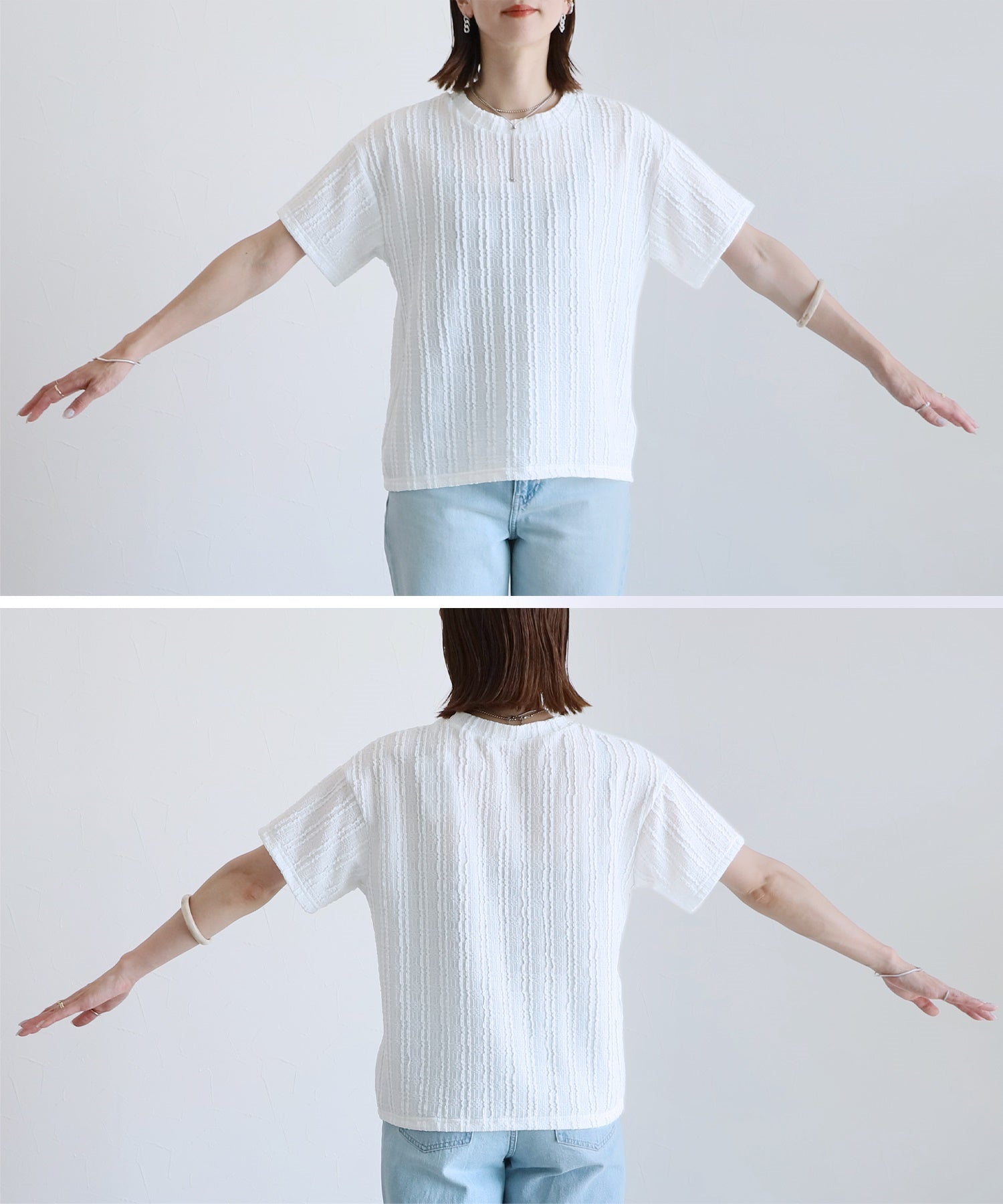 レカ reca ストライプジャガードTシャツ