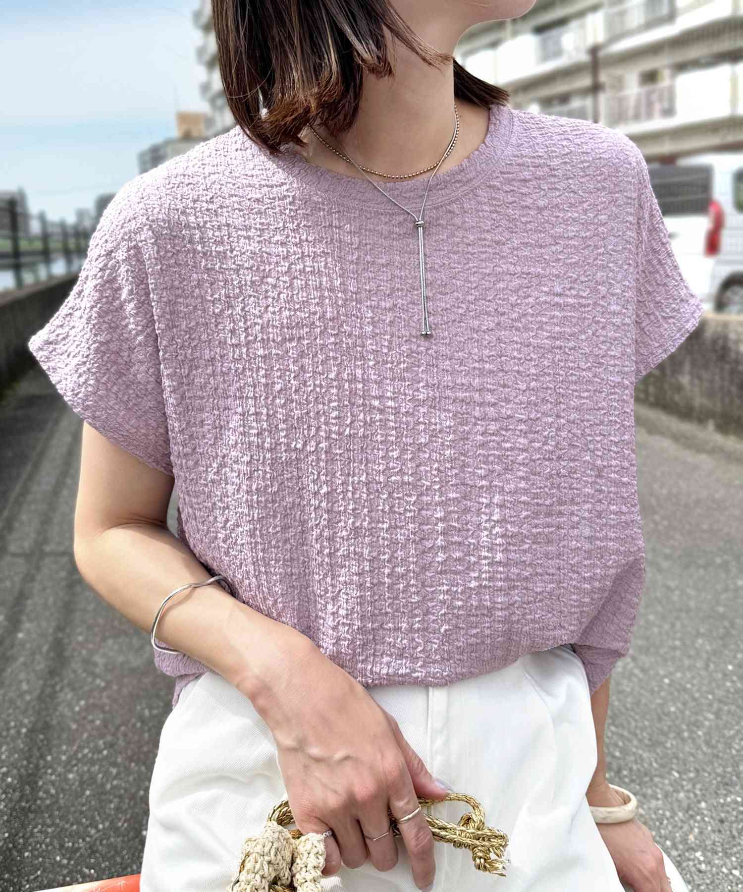 レカ reca カットシャーリングデザインフレンチスリーブTシャツ(R24139ーv) (ブラック) ブラック