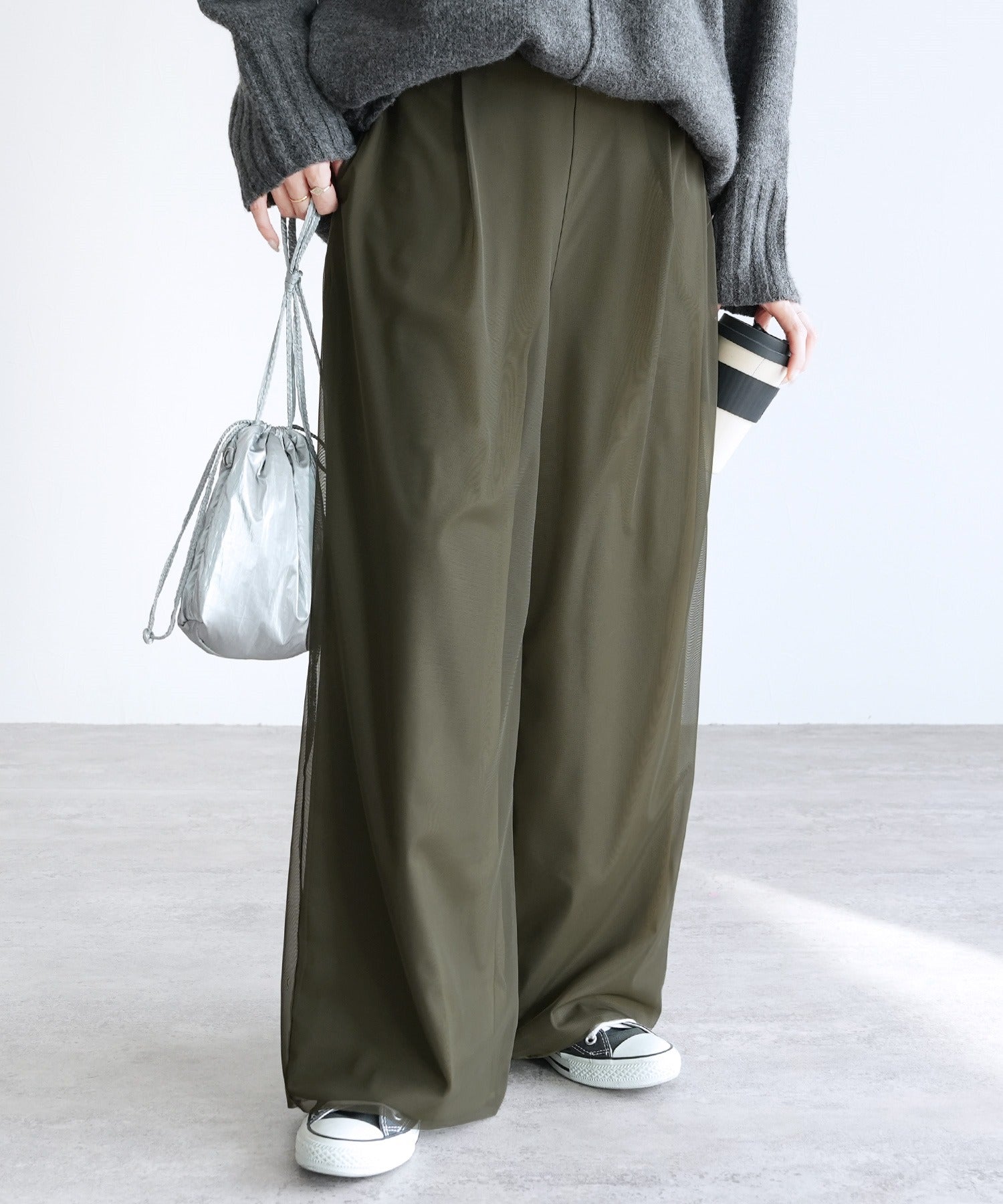 レカ reca チュールレイヤードパンツ(zn32080) (オリーブ) オリーブ