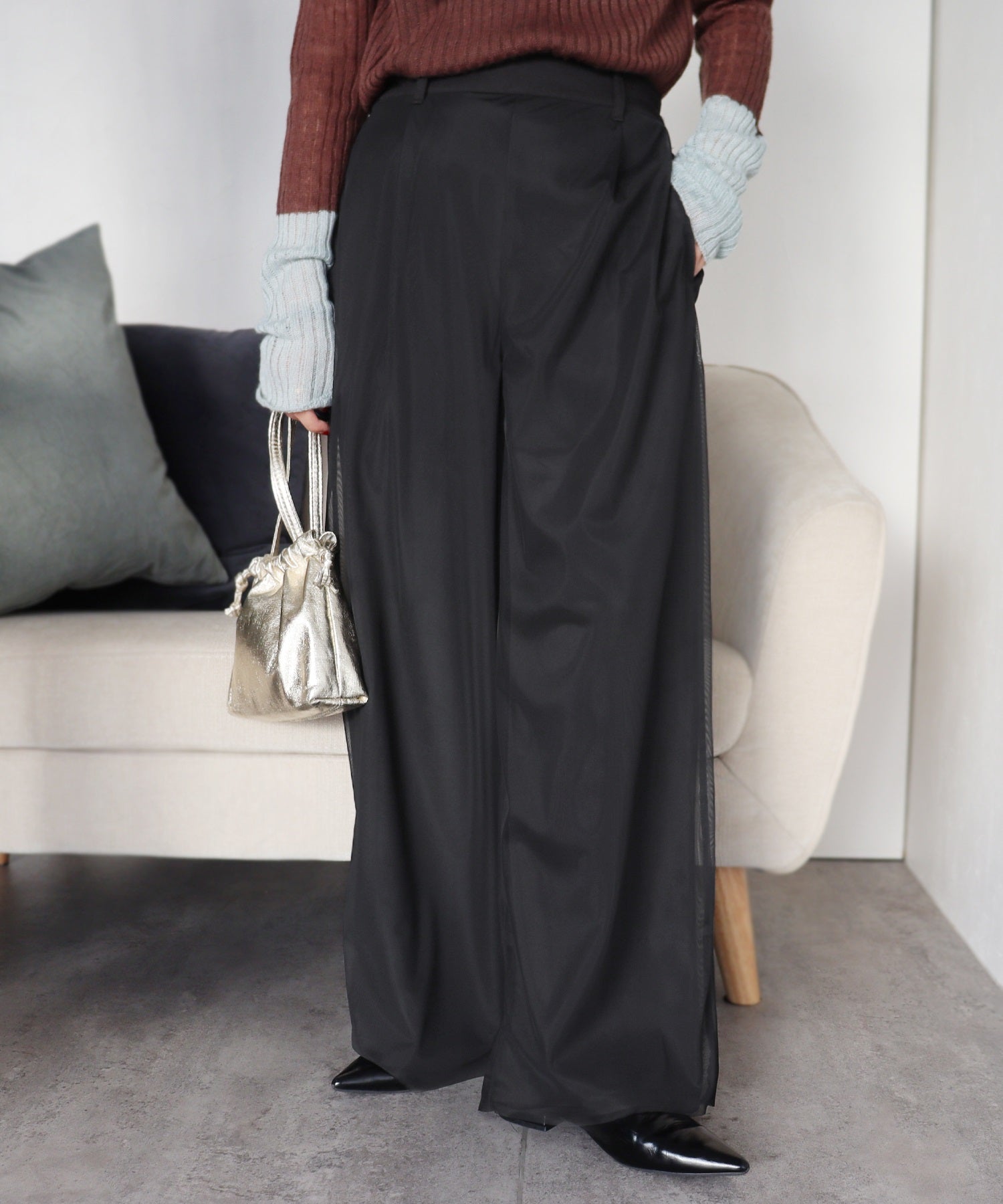 レカ reca チュールレイヤードパンツ(zn32080) (オリーブ) オリーブ