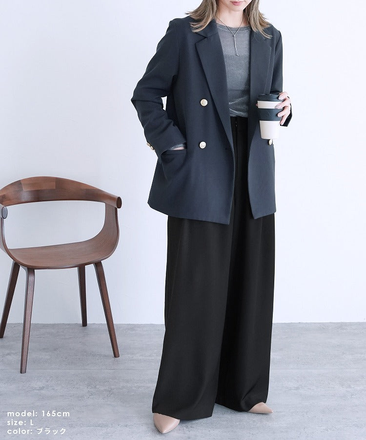 レカ reca サイドベルト付ワイドパンツ