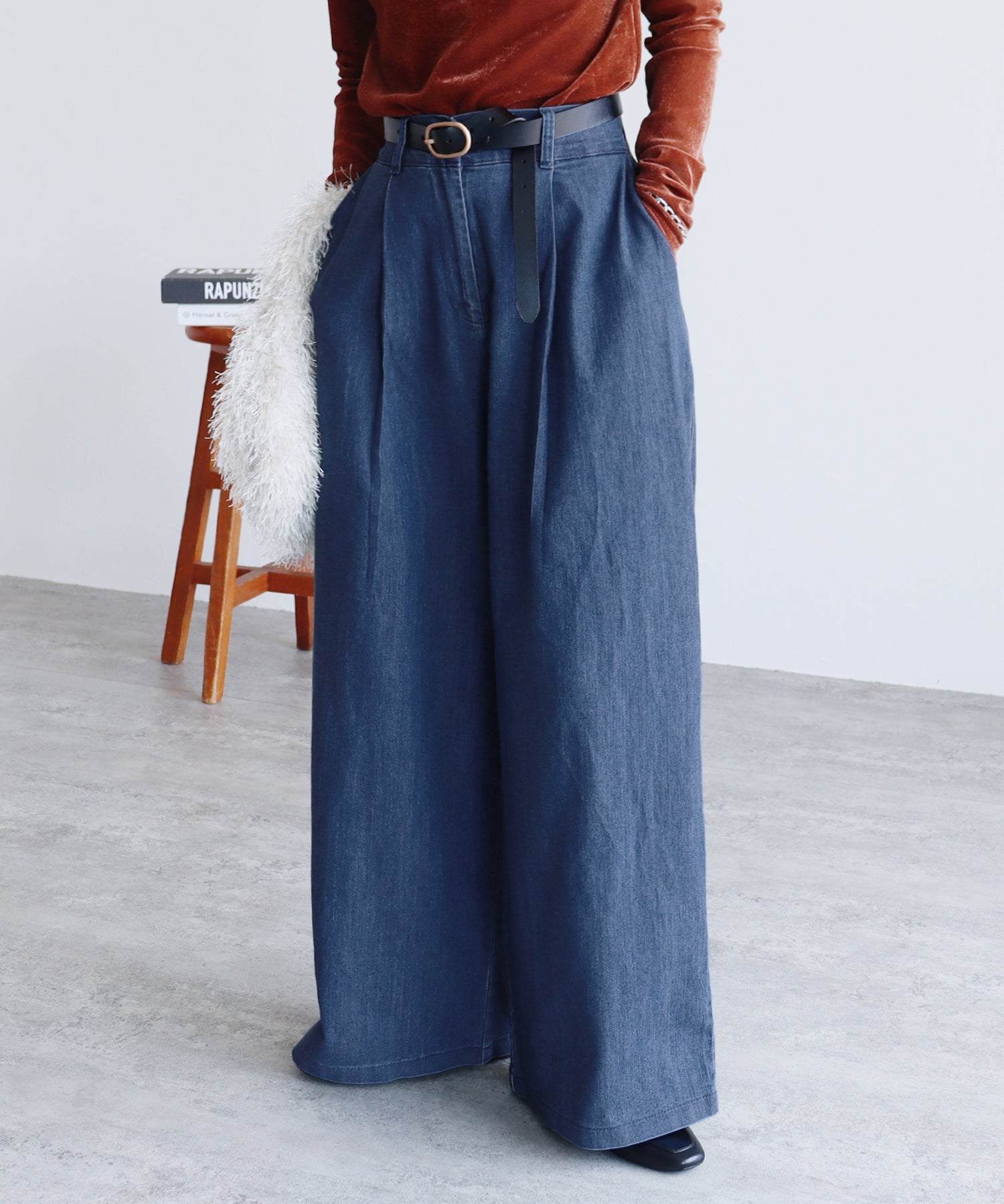 レカ reca タックワイドデニムパンツ