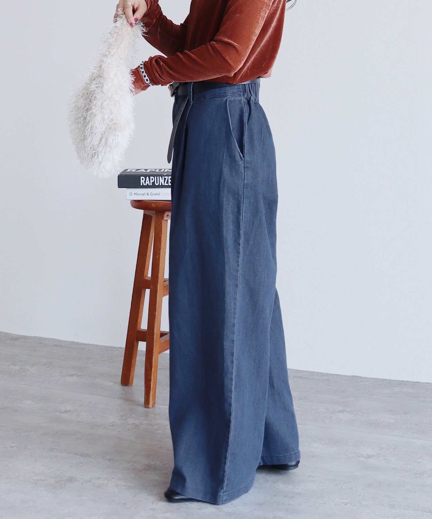 レカ reca タックワイドデニムパンツ