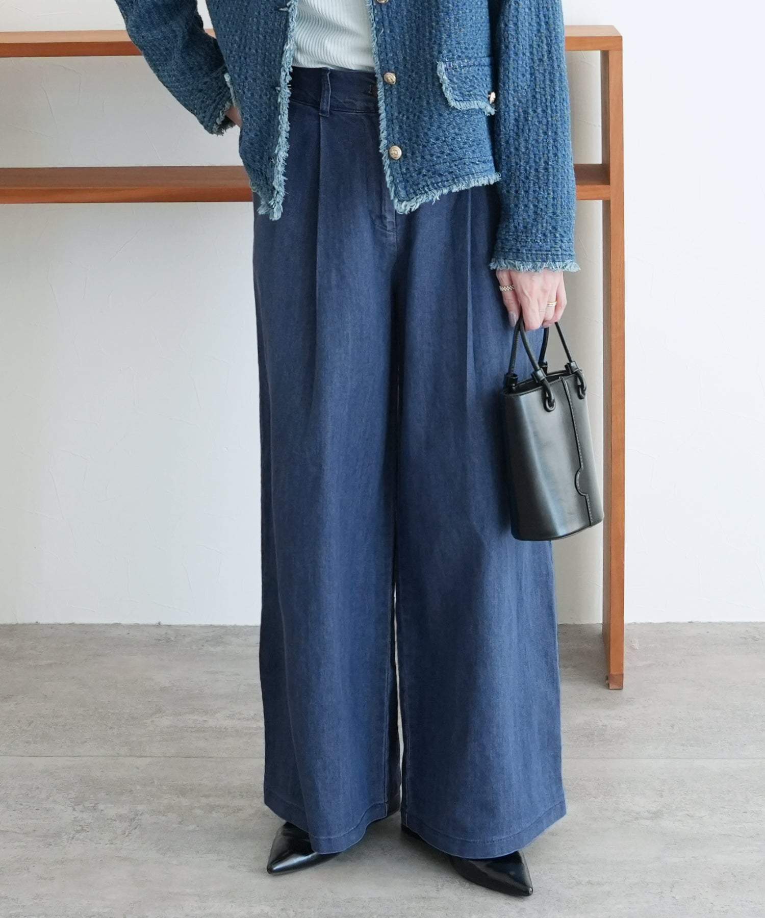 レカ reca タックワイドデニムパンツ