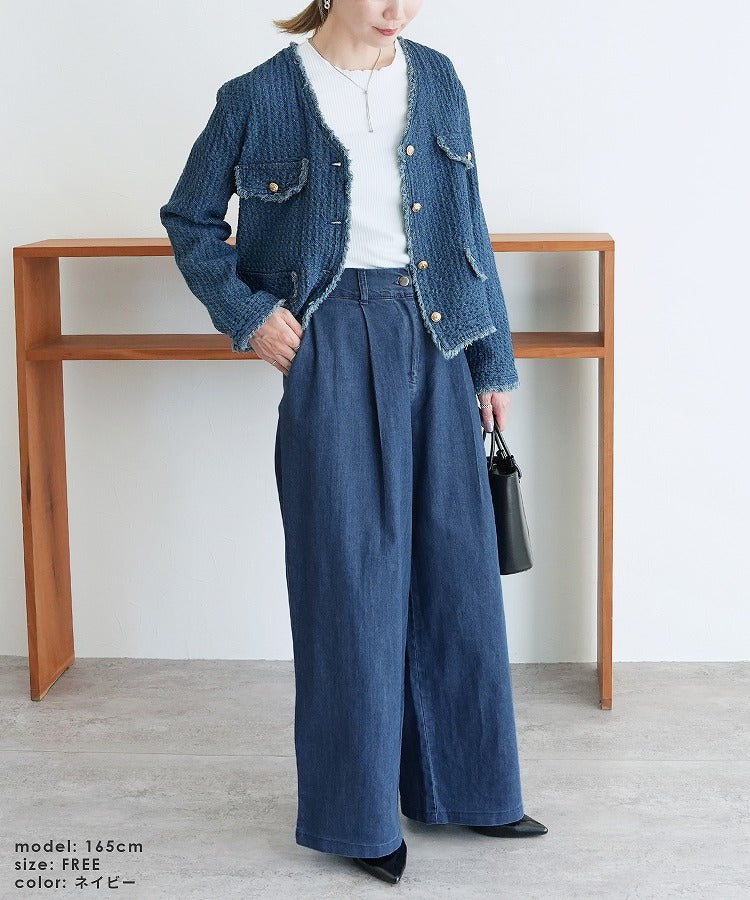 レカ reca タックワイドデニムパンツ