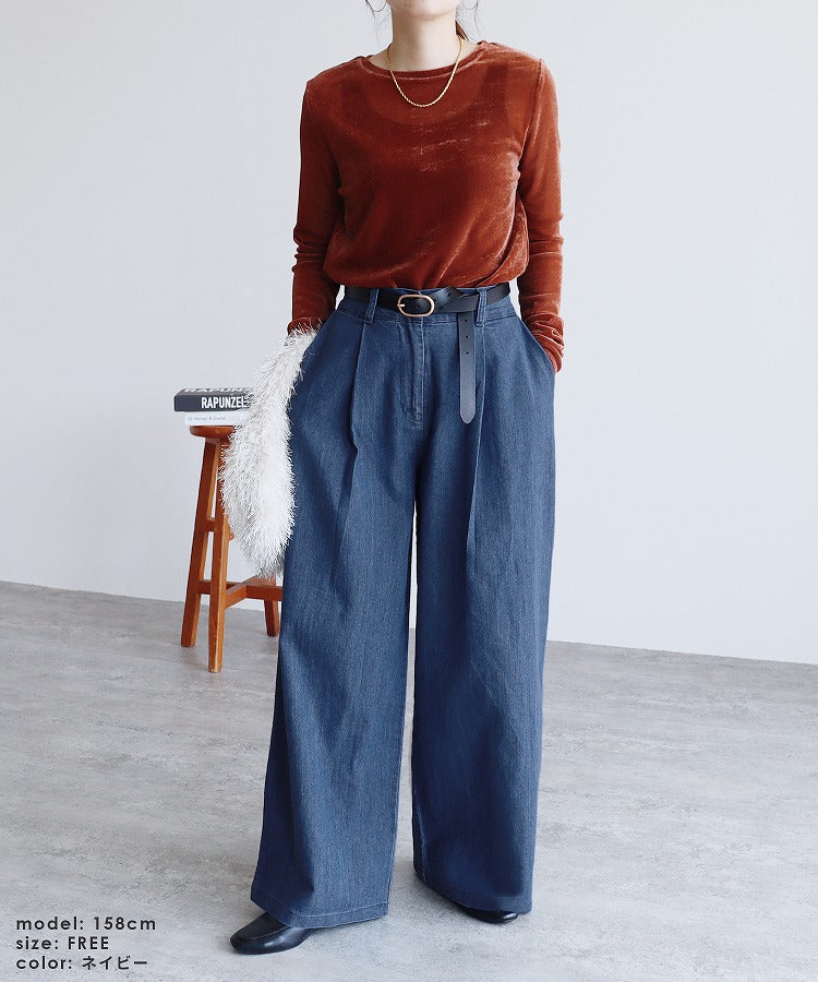 レカ reca タックワイドデニムパンツ