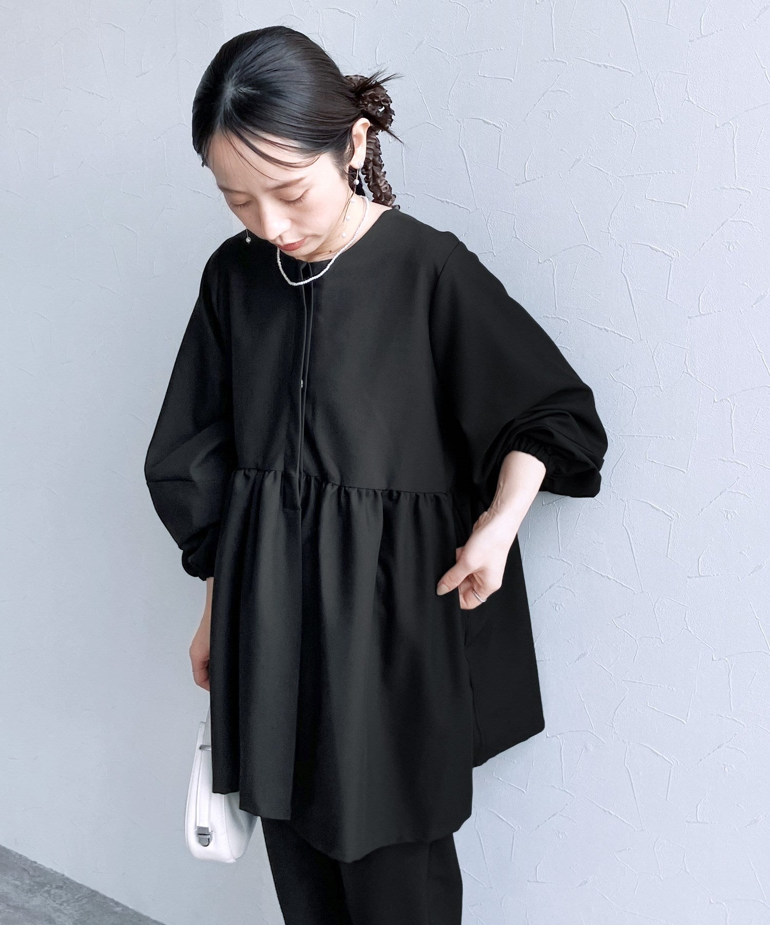 レカ reca ペプラムジャケット×テーパードパンツ2点セット(bel-hr-0622-set)(ブラック)オケージョン セットアップ ブラック