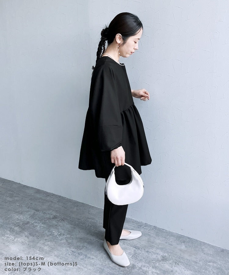 レカ reca ペプラムジャケット×テーパードパンツ2点セット(bel-hr-0622-set)(ブラック)オケージョン セットアップ ブラック