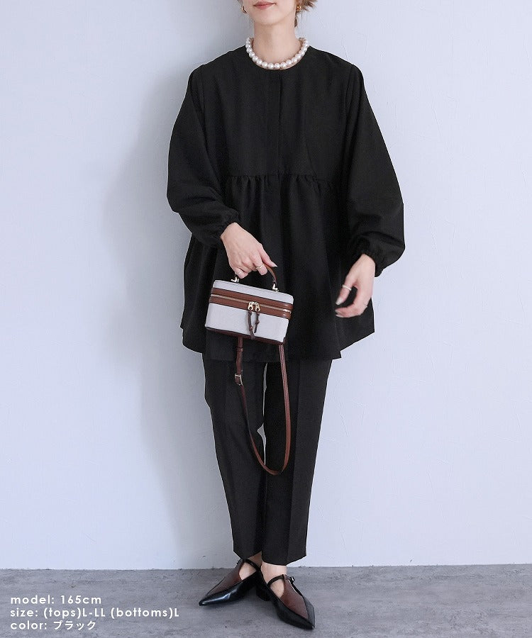 レカ reca ペプラムジャケット×テーパードパンツ2点セット(bel-hr-0622-set)(ブラック)オケージョン セットアップ ブラック