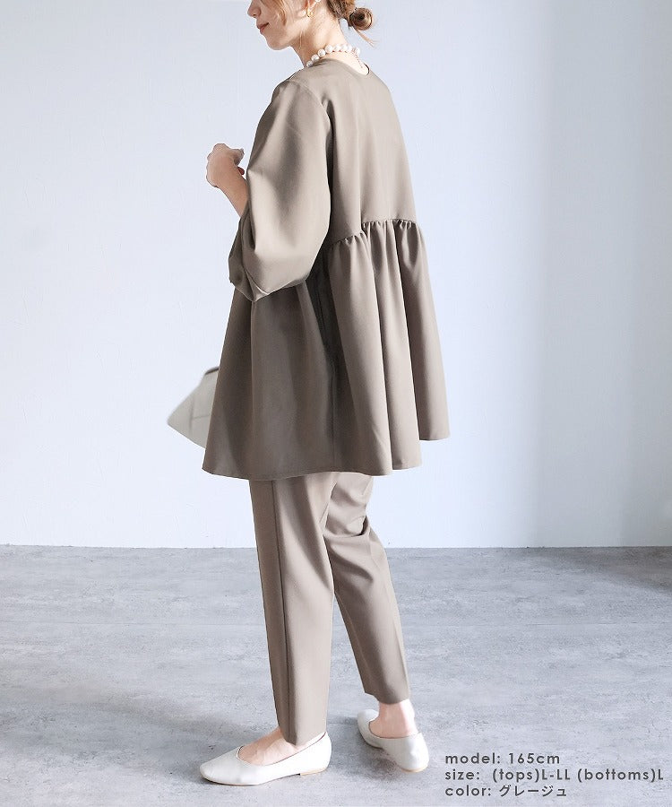 レカ reca ペプラムジャケット×テーパードパンツ2点セット(bel-hr-0622-set)(ブラック)オケージョン セットアップ ブラック