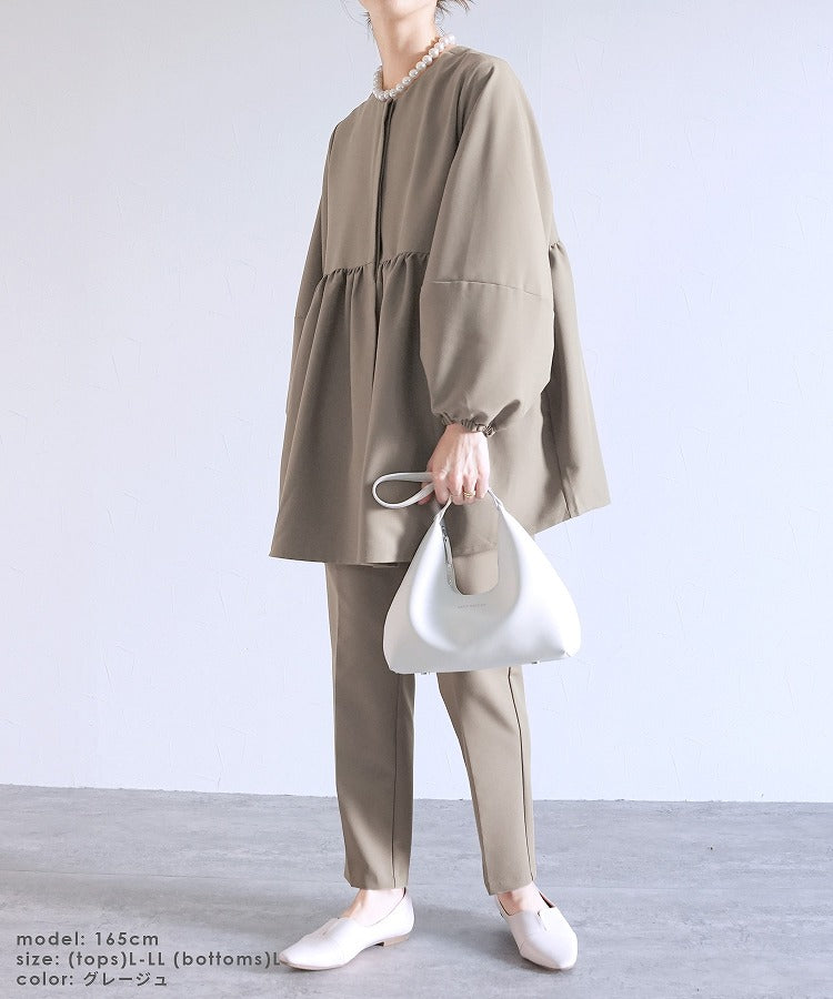 レカ reca ペプラムジャケット×テーパードパンツ2点セット(bel-hr-0622-set)(ブラック)オケージョン セットアップ ブラック