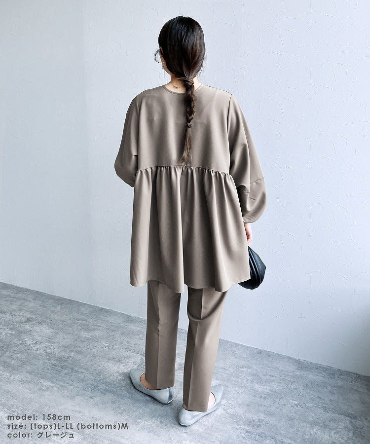 レカ reca ペプラムジャケット×テーパードパンツ2点セット(bel-hr-0622-set)(ブラック)オケージョン セットアップ ブラック