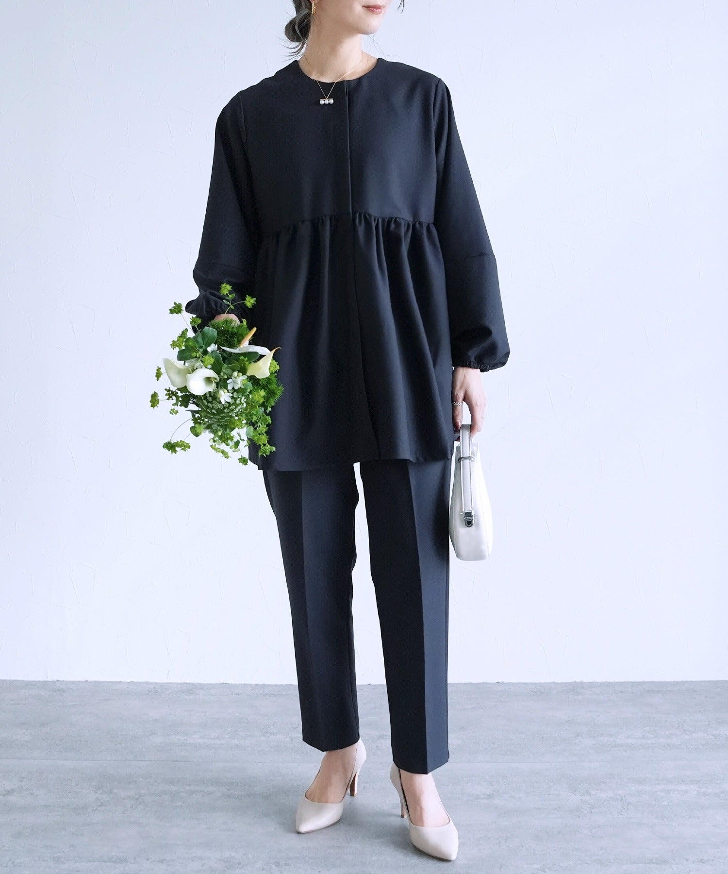 レカ reca ペプラムジャケット×テーパードパンツ2点セット(bel-hr-0622-set)(ネイビー)オケージョン セットアップ ネイビー