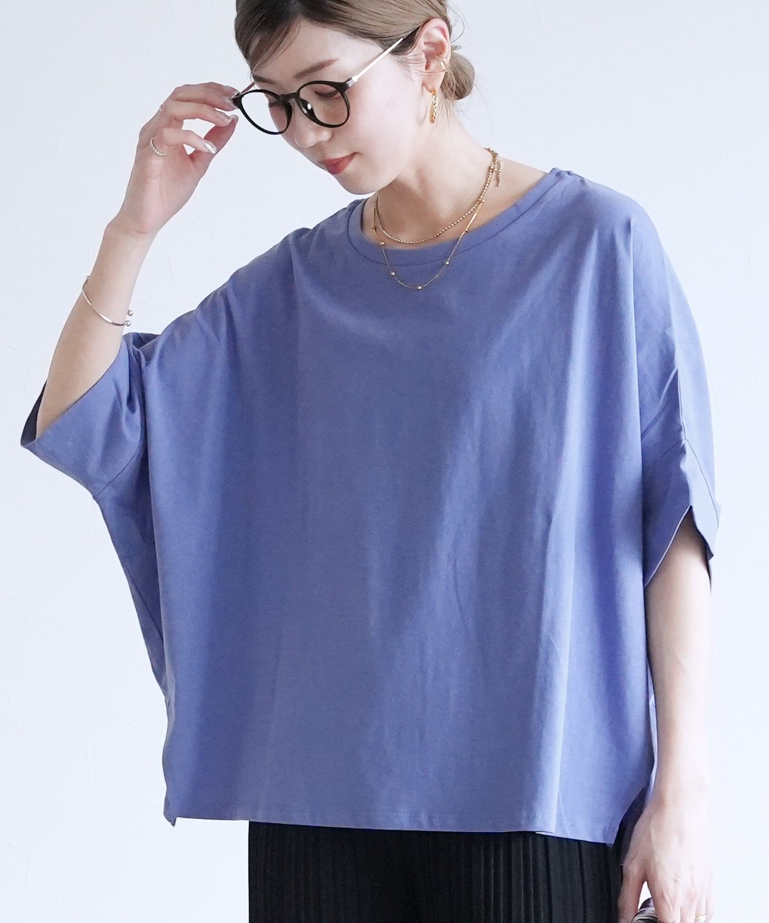 レカ reca ドルマンワイドカットソー(bel-bs-525 / bel-blc-4902)(ブルー) ブルー