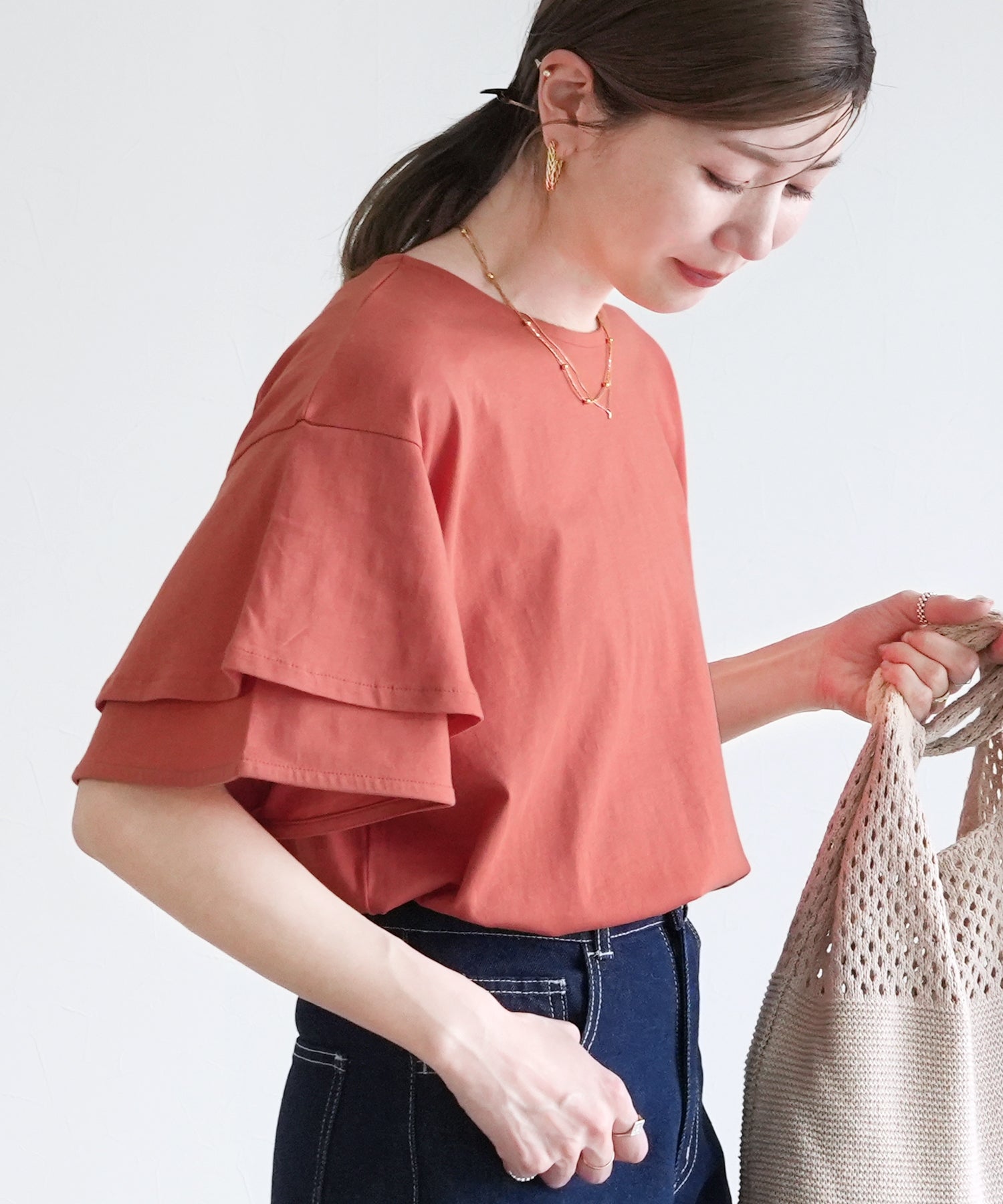 レカ reca フレアスリーブカットソー(bel-bs-250) (アイボリー) アイボリー