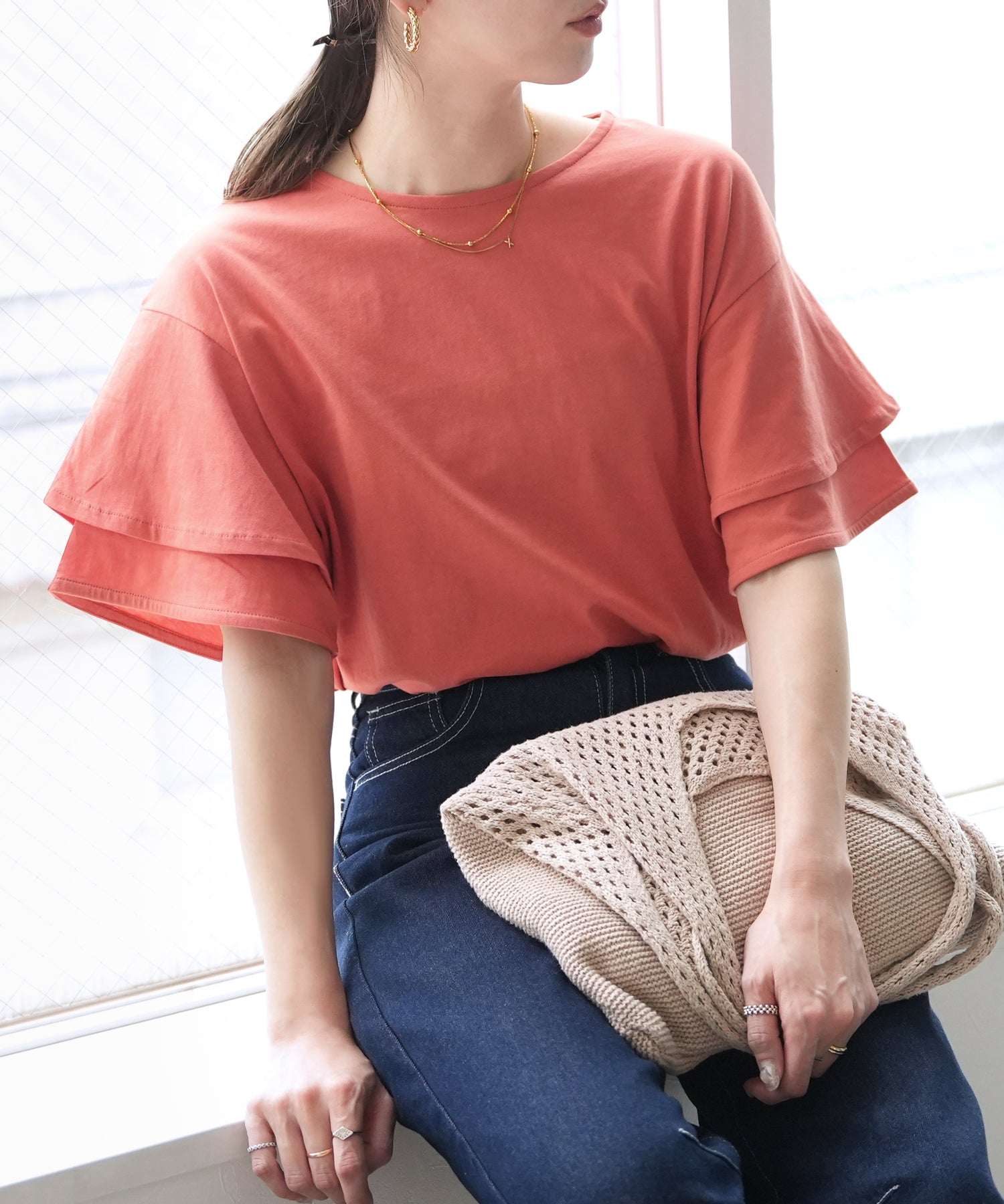 レカ reca フレアスリーブカットソー(bel-bs-250) (アイボリー) アイボリー