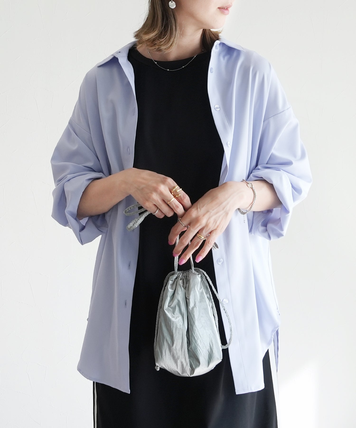 レカ reca 無地/ストライプ ラッシュガードオーバーサイズシャツ(y4429・y4430) (ブルー) ブルー