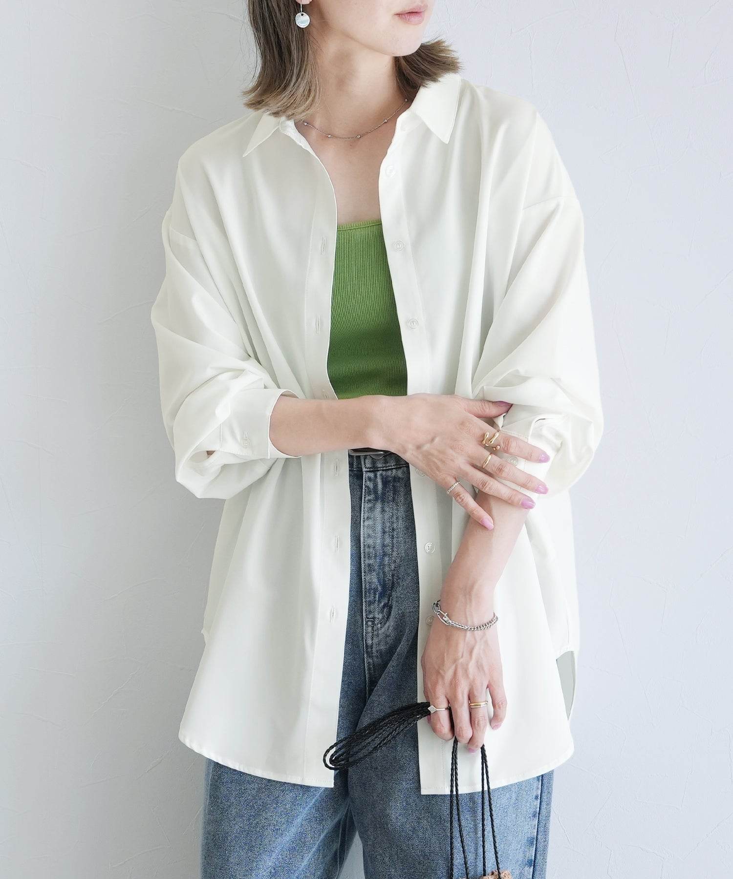 レカ reca 無地/ストライプ ラッシュガードオーバーサイズシャツ(y4429・y4430) (ブルー) ブルー