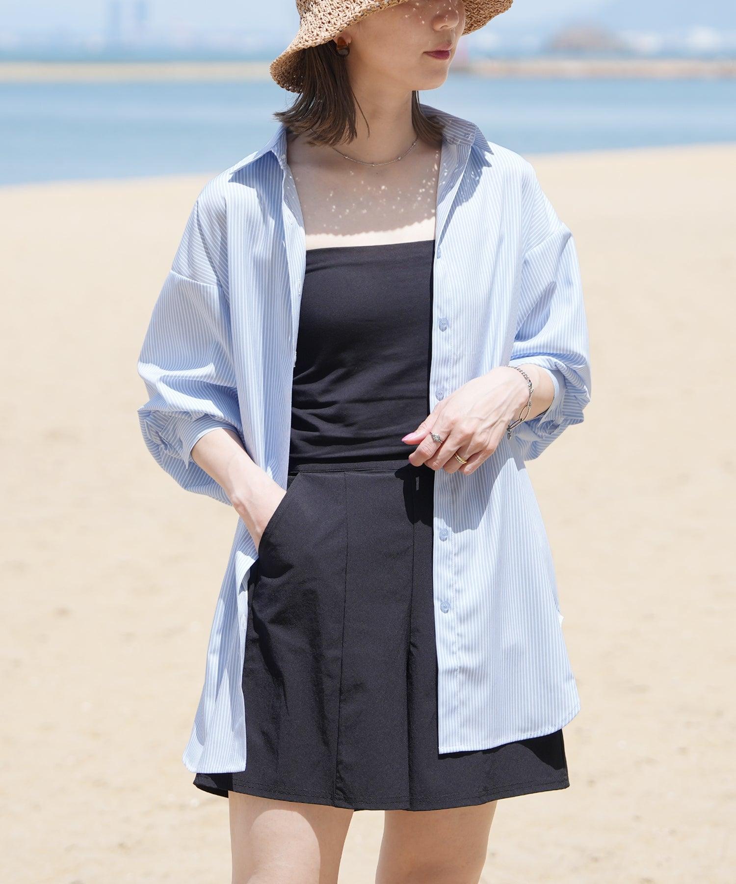 レカ reca 無地/ストライプ ラッシュガードオーバーサイズシャツ(y4429・y4430) (ブルー) ブルー