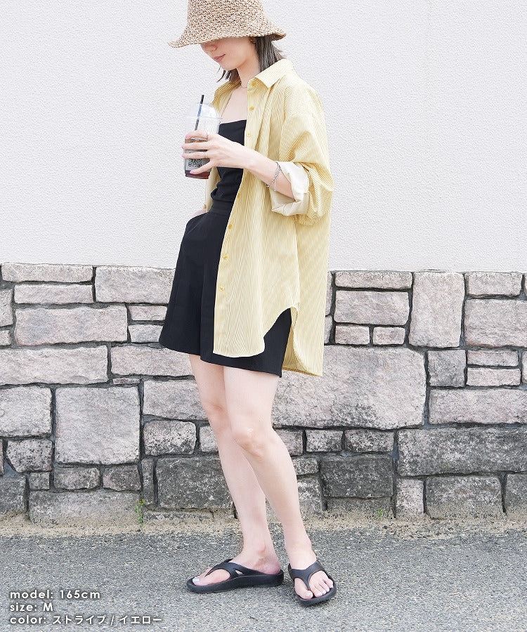 レカ reca 無地/ストライプ ラッシュガードオーバーサイズシャツ(y4429・y4430) (ブルー) ブルー