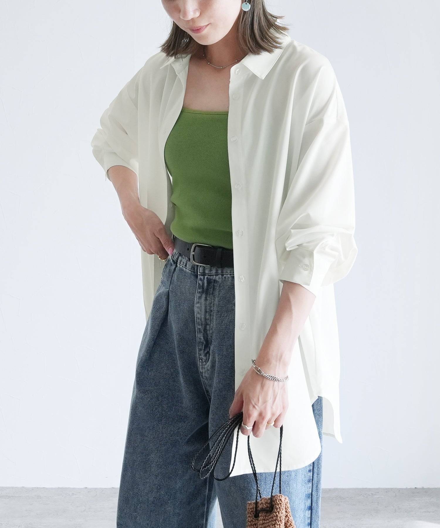 レカ reca 無地/ストライプ ラッシュガードオーバーサイズシャツ(y4429・y4430) (ブルー) ブルー