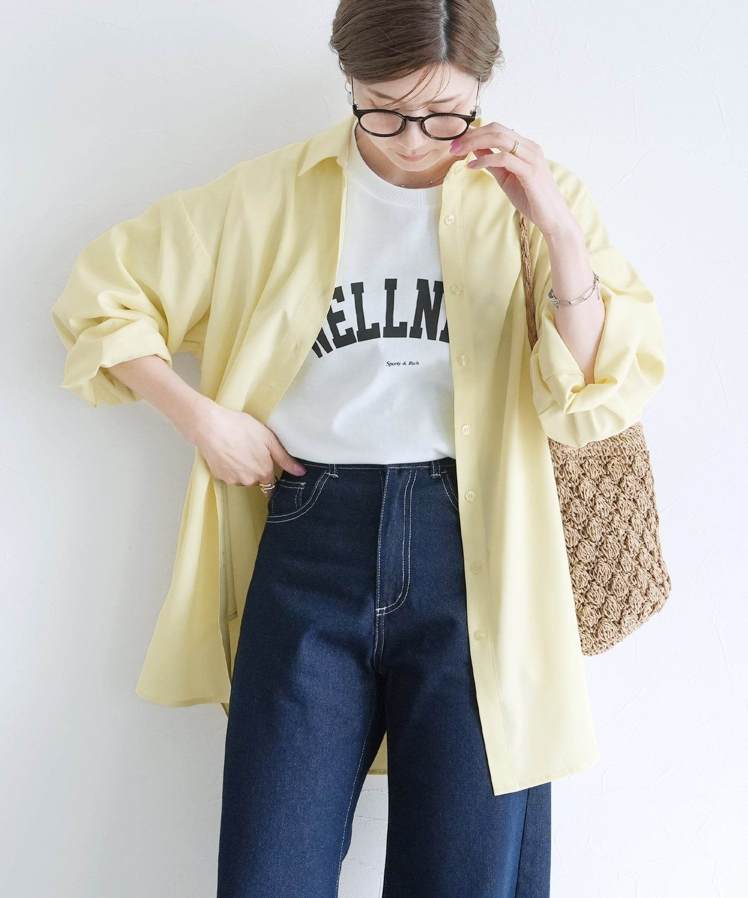 レカ reca 無地/ストライプ ラッシュガードオーバーサイズシャツ(y4429・y4430) (イエロー) イエロー