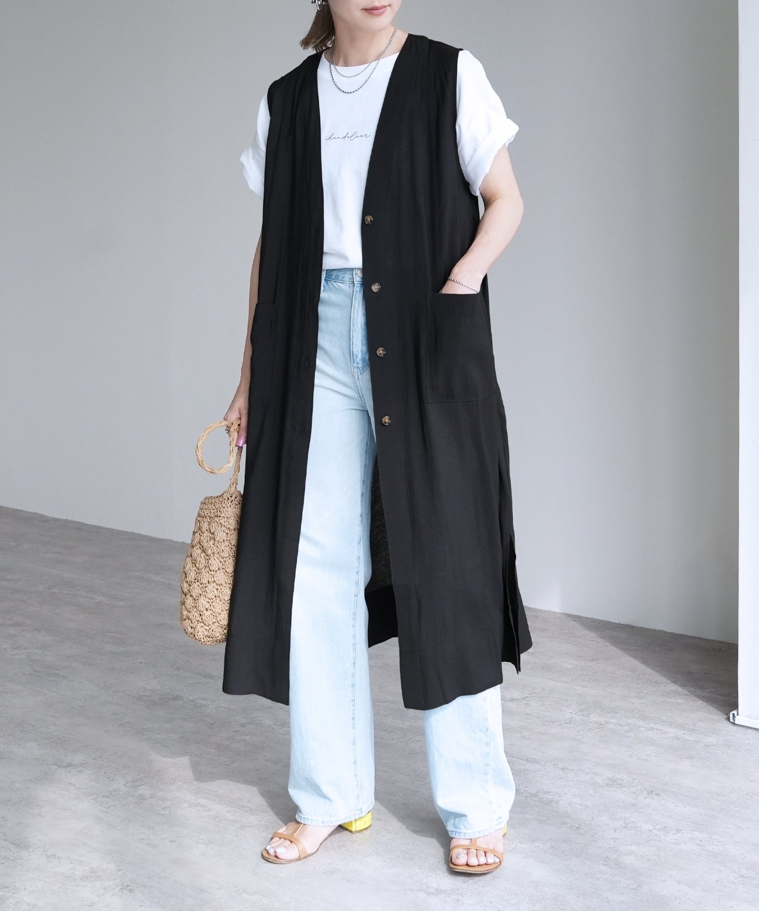 レカ reca シアーロングジレ(on5173216) (ブラック) ブラック