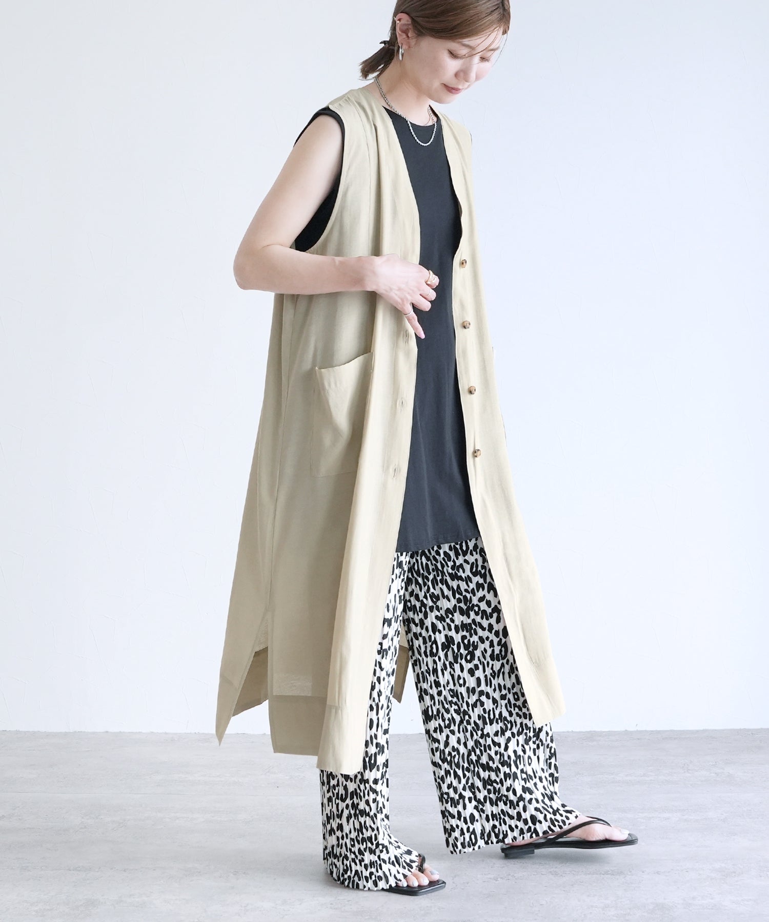 レカ reca シアーロングジレ(on5173216) (ベージュ) ベージュ