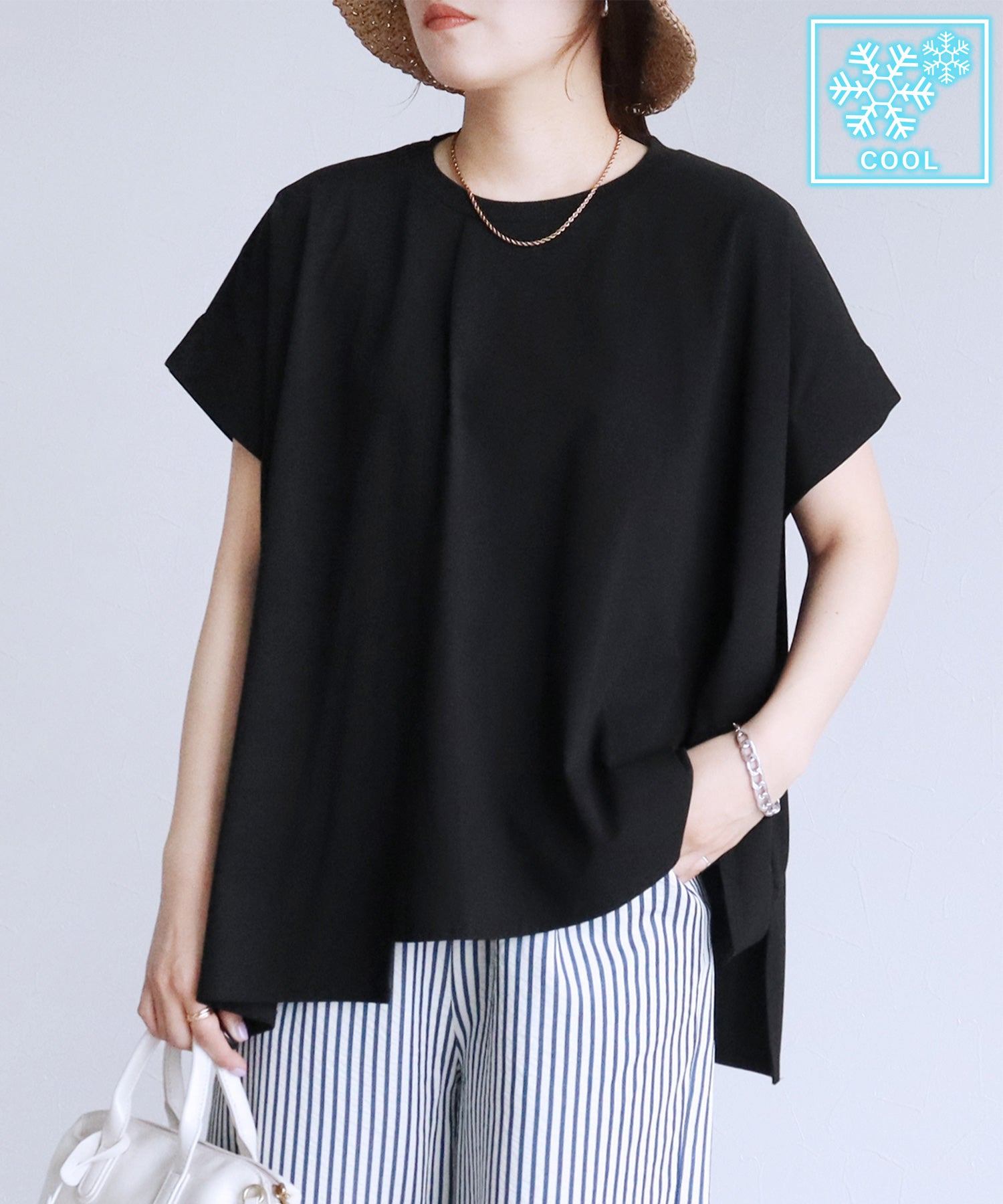 レカ reca 【接触冷感】アシメントリーフロントタックプルオーバー(on4644641)(ブラック) ブラック