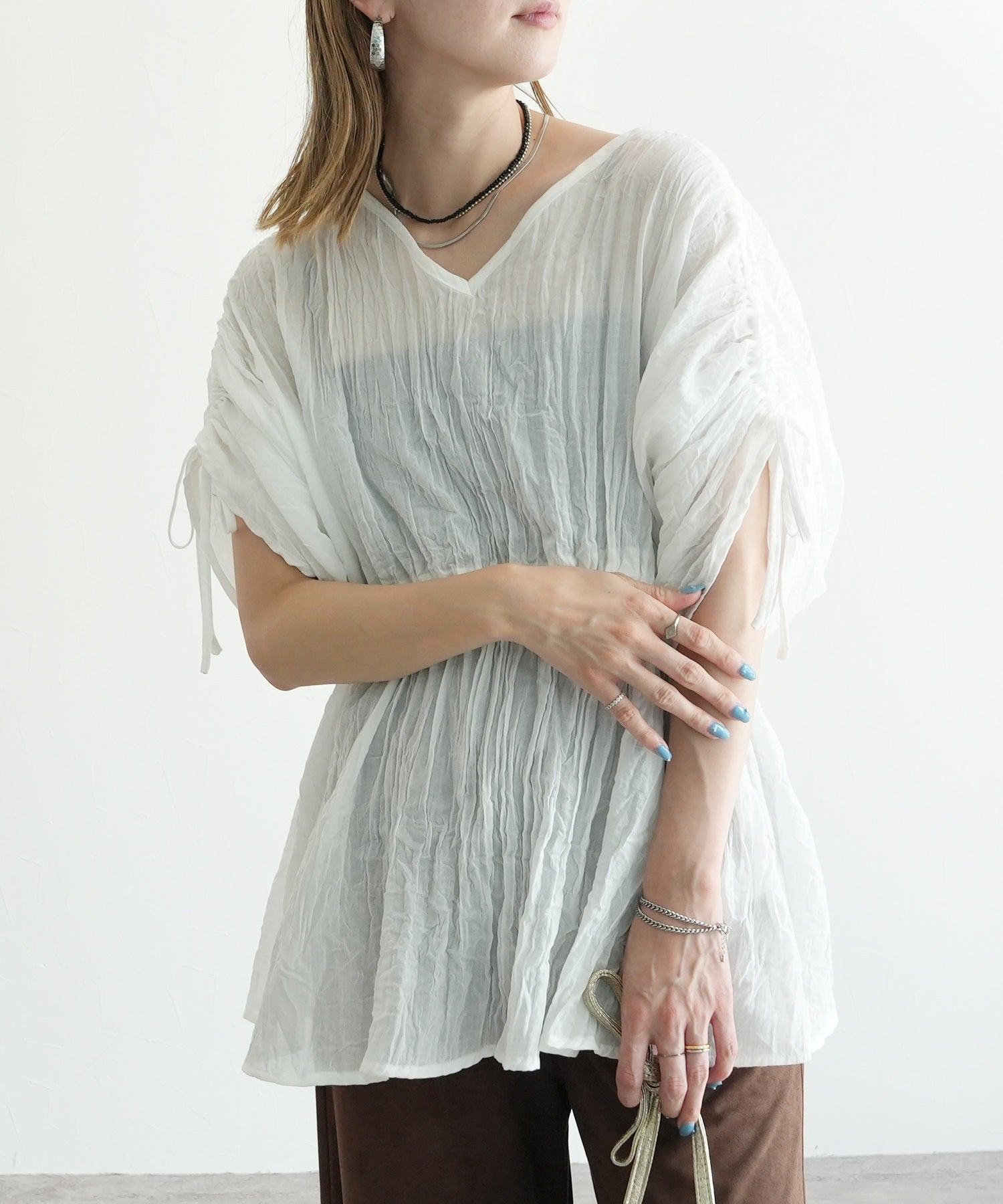 レカ reca Vネックオーバーブラウス(my-4N35-9303-B) (オフホワイト) オフホワイト