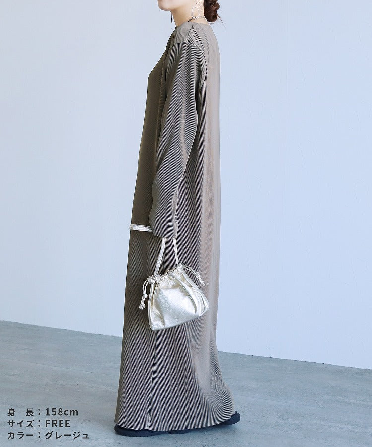 レカ reca セルフカット長袖マキシプリーツワンピース(bel-blc-6404) (ブラック) ブラック