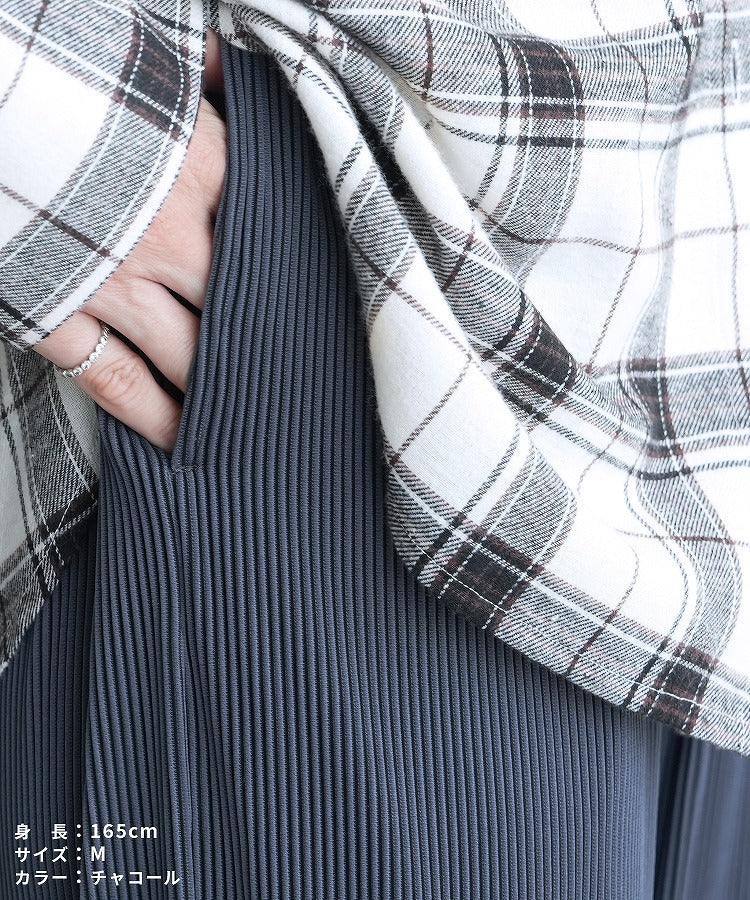 レカ reca ストライププリーツパンツ(y1132) (グレー) グレー