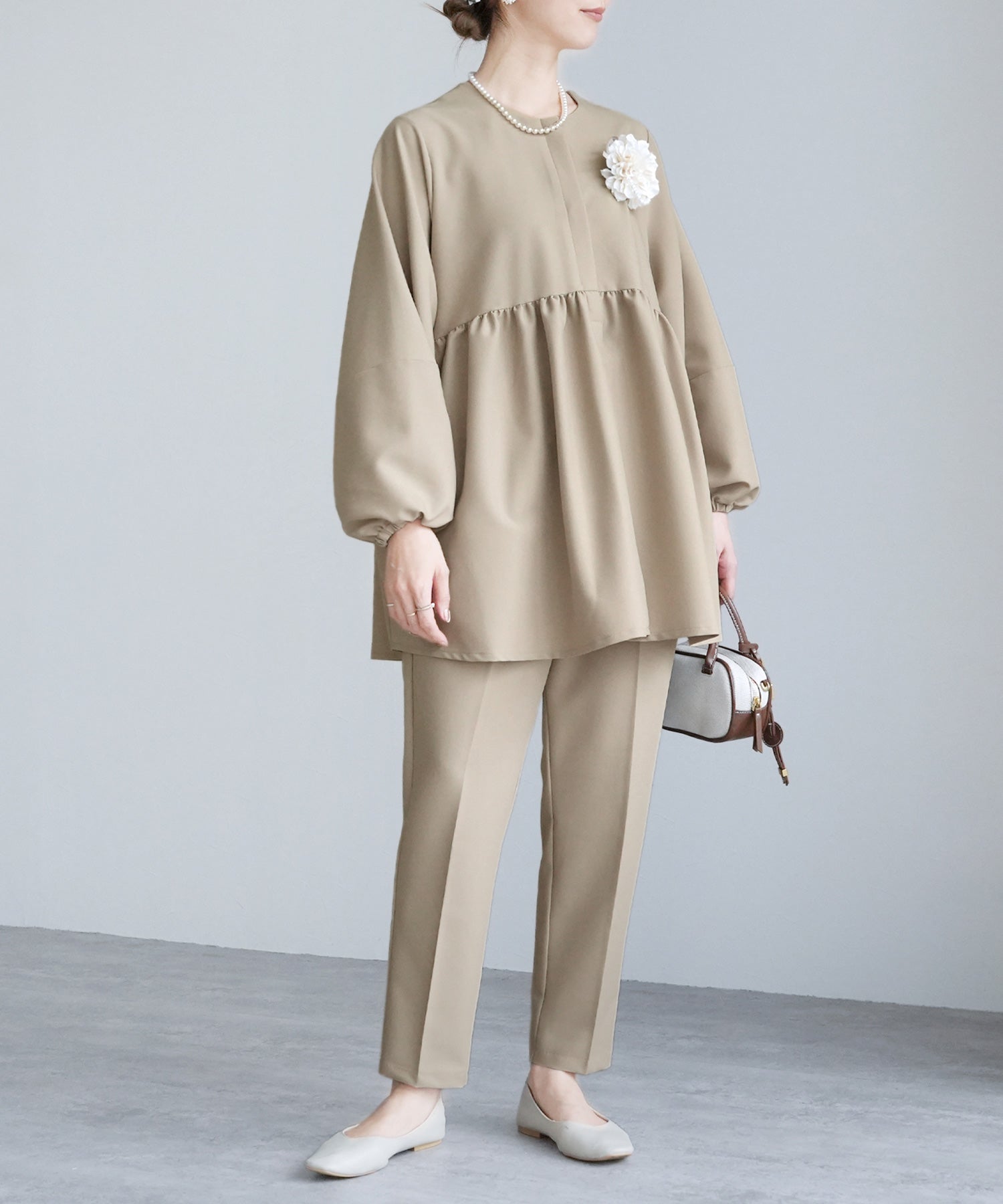 レカ reca ペプラムジャケット×テーパードパンツ2点セット(bel-hr-0622-set)オケージョン セットアップ (ベージュ) ベージュ